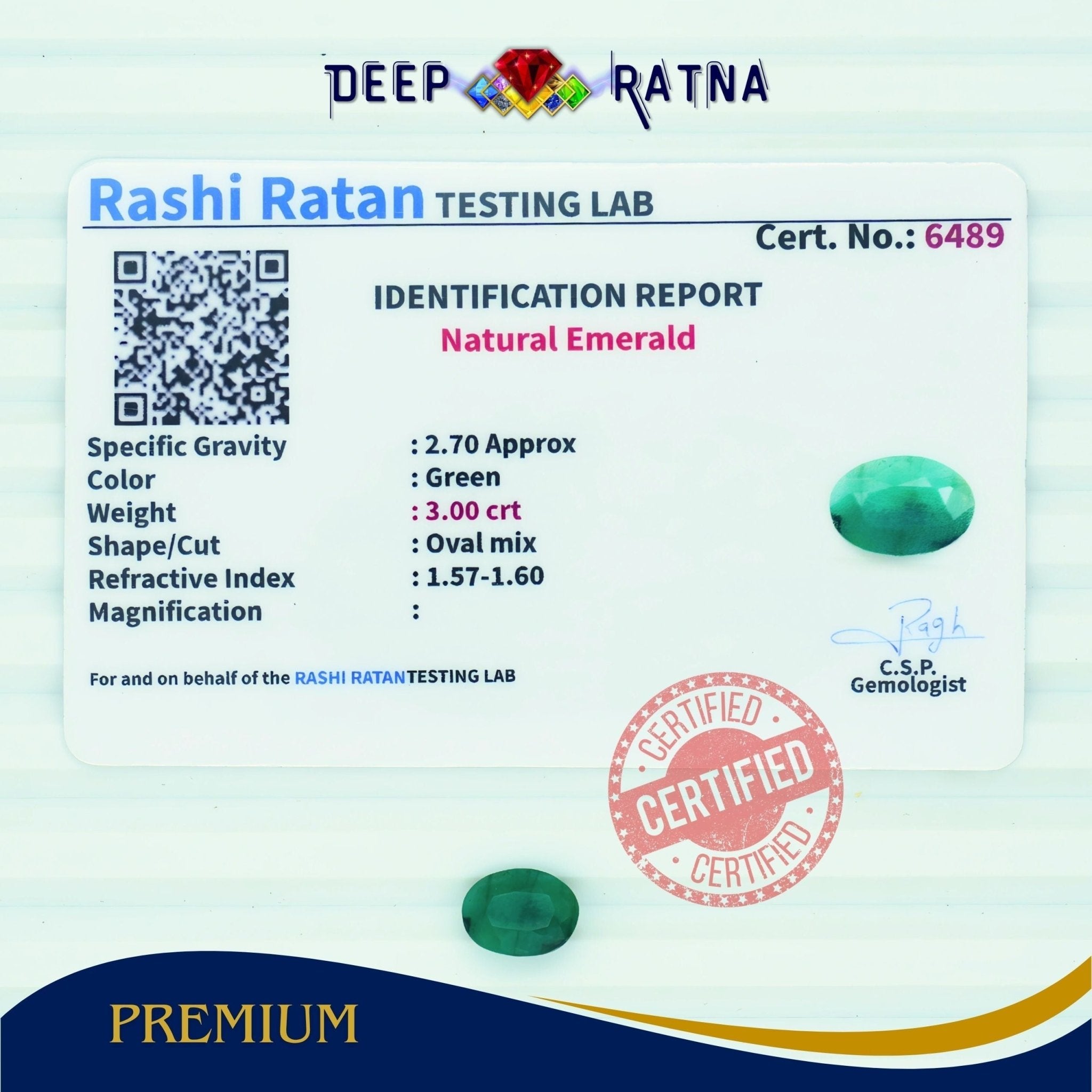 Emerald 3 Carat (Brazil) - Deep Ratna