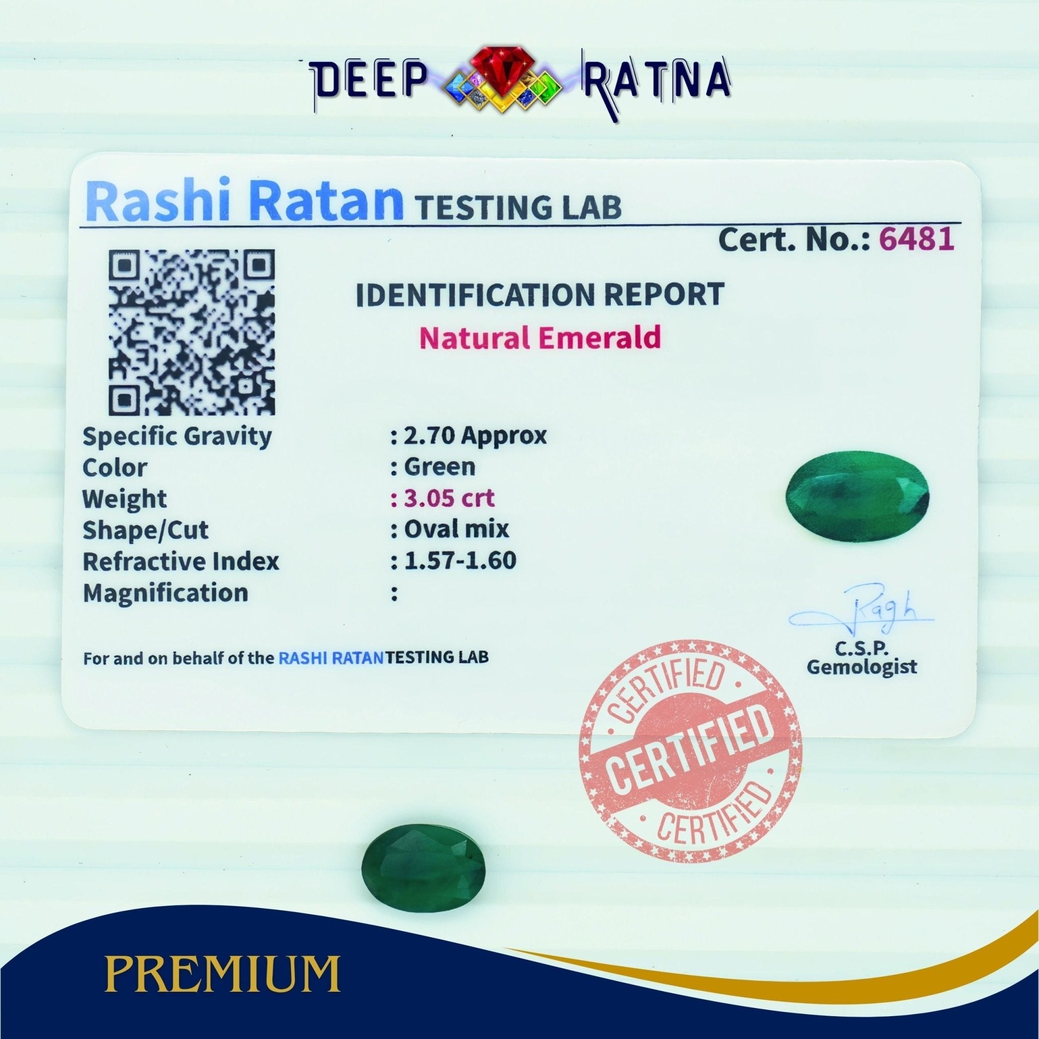 Emerald 3.05 Carat (Brazil) - Deep Ratna