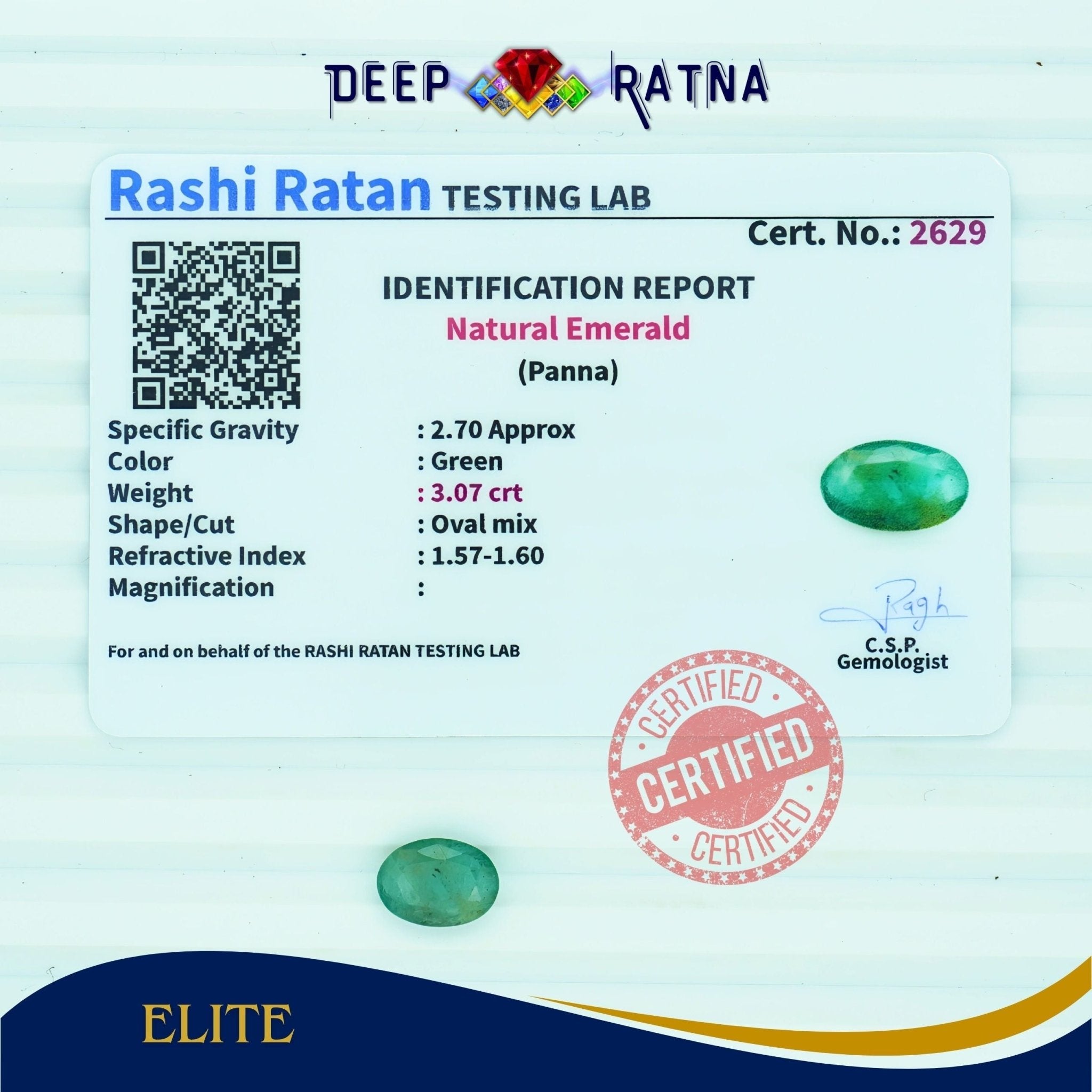 Emerald 3.07 Carat (Zambia) - Deep Ratna
