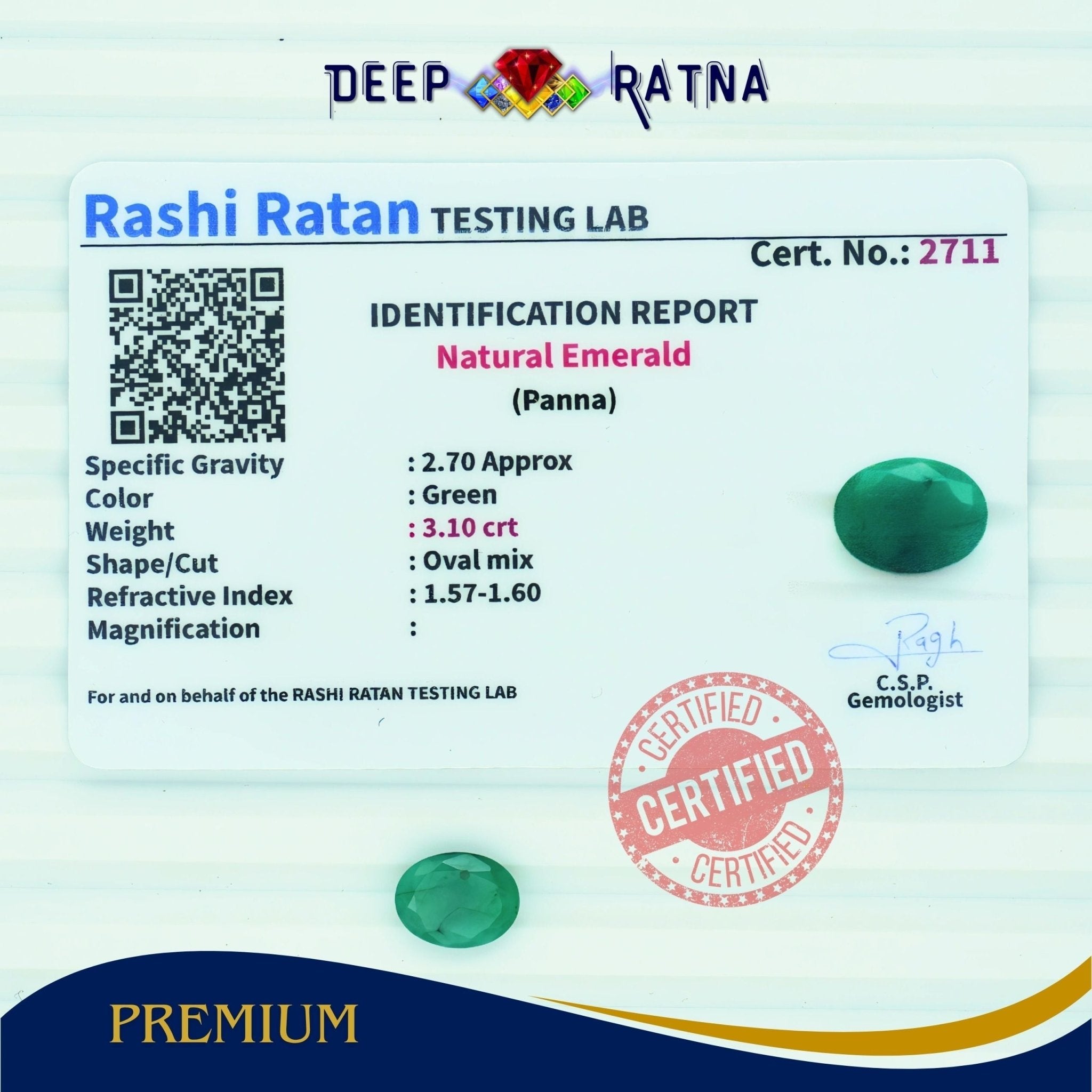 Emerald 3.10 Carat (Brazil) - Deep Ratna