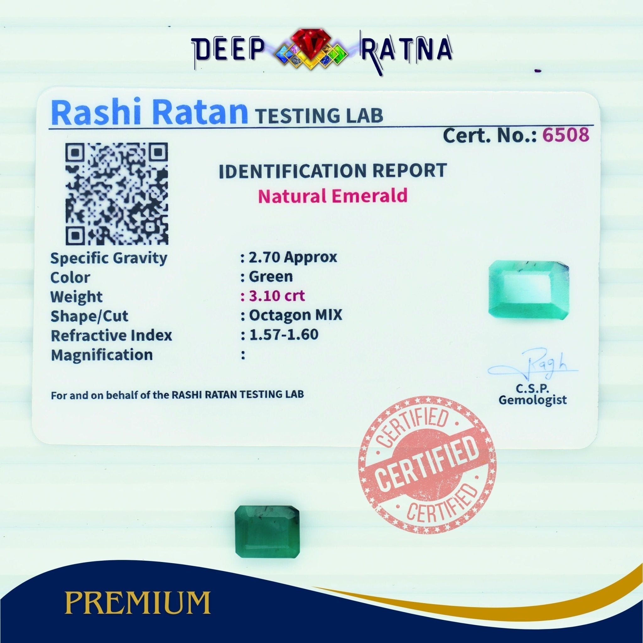 Emerald 3.10 Carat (Brazil) - Deep Ratna
