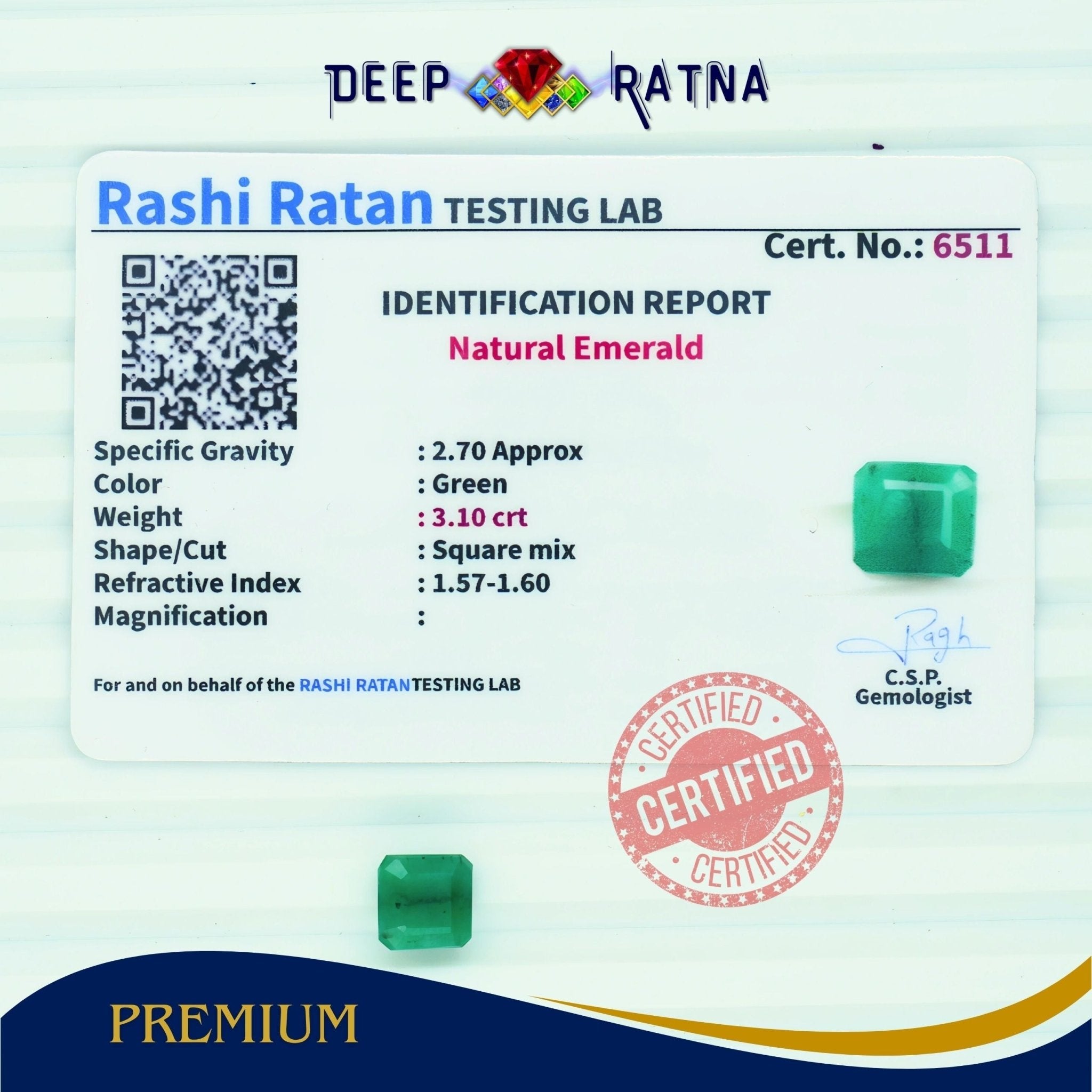 Emerald 3.10 Carat (Brazil) - Deep Ratna