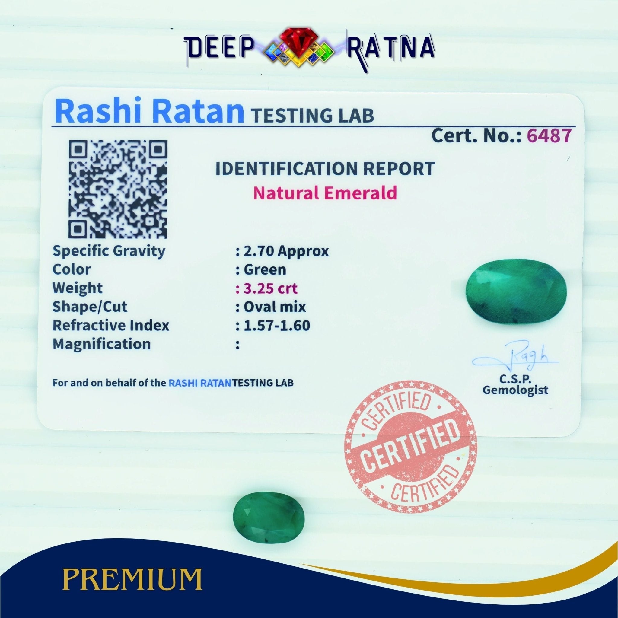 Emerald 3.25 Carat (Brazil) - Deep Ratna