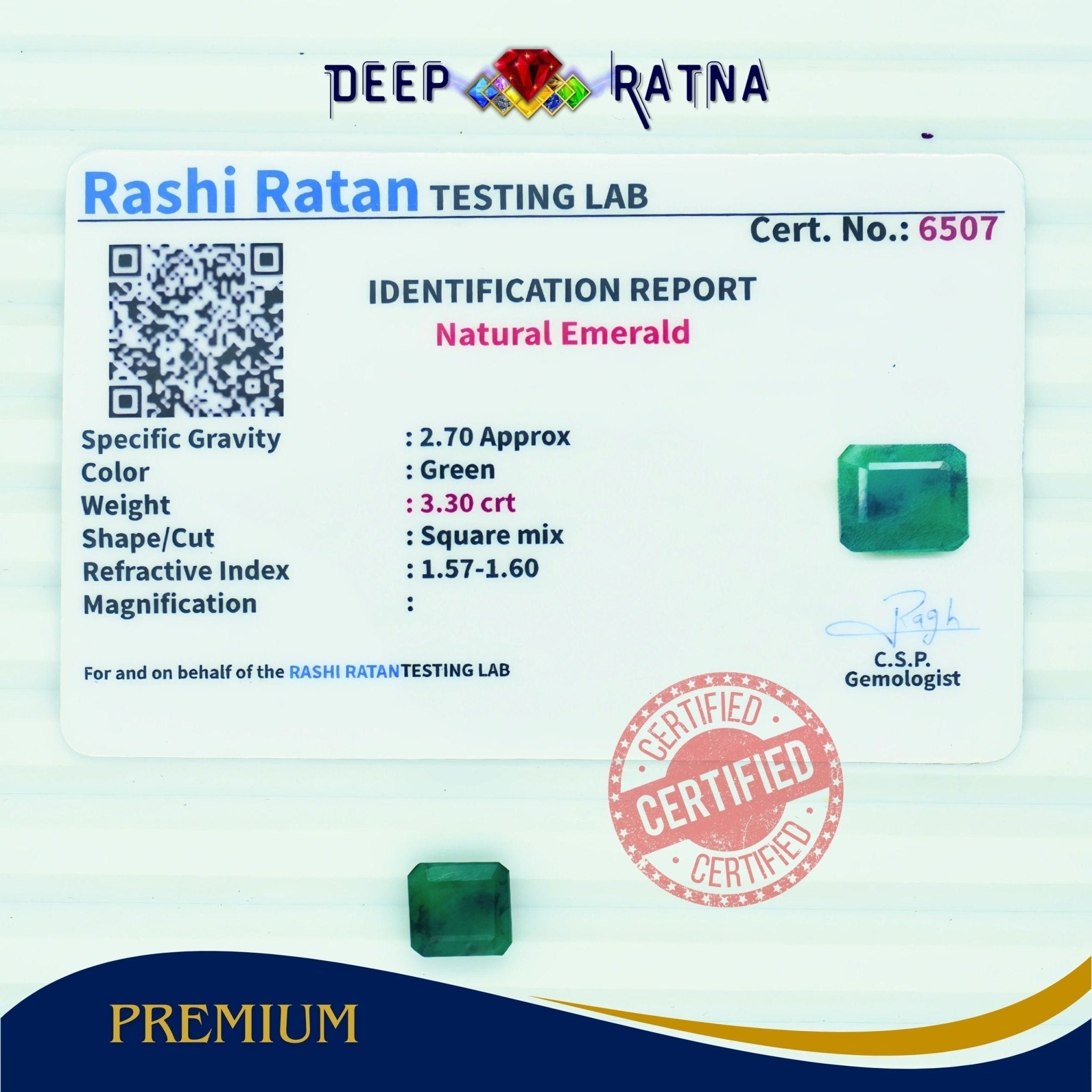 Emerald 3.30 Carat (Brazil) - Deep Ratna
