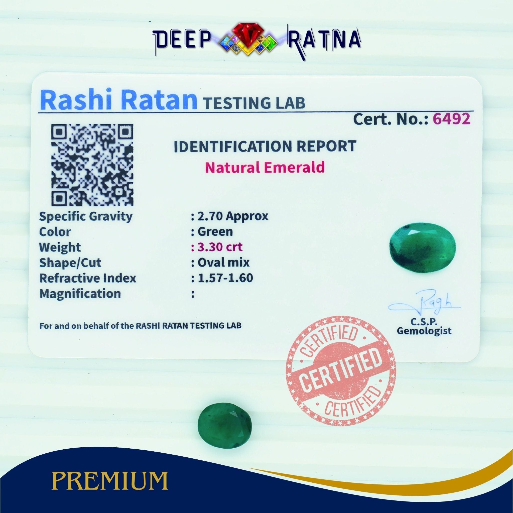 Emerald 3.30 Carat (Brazil) - Deep Ratna