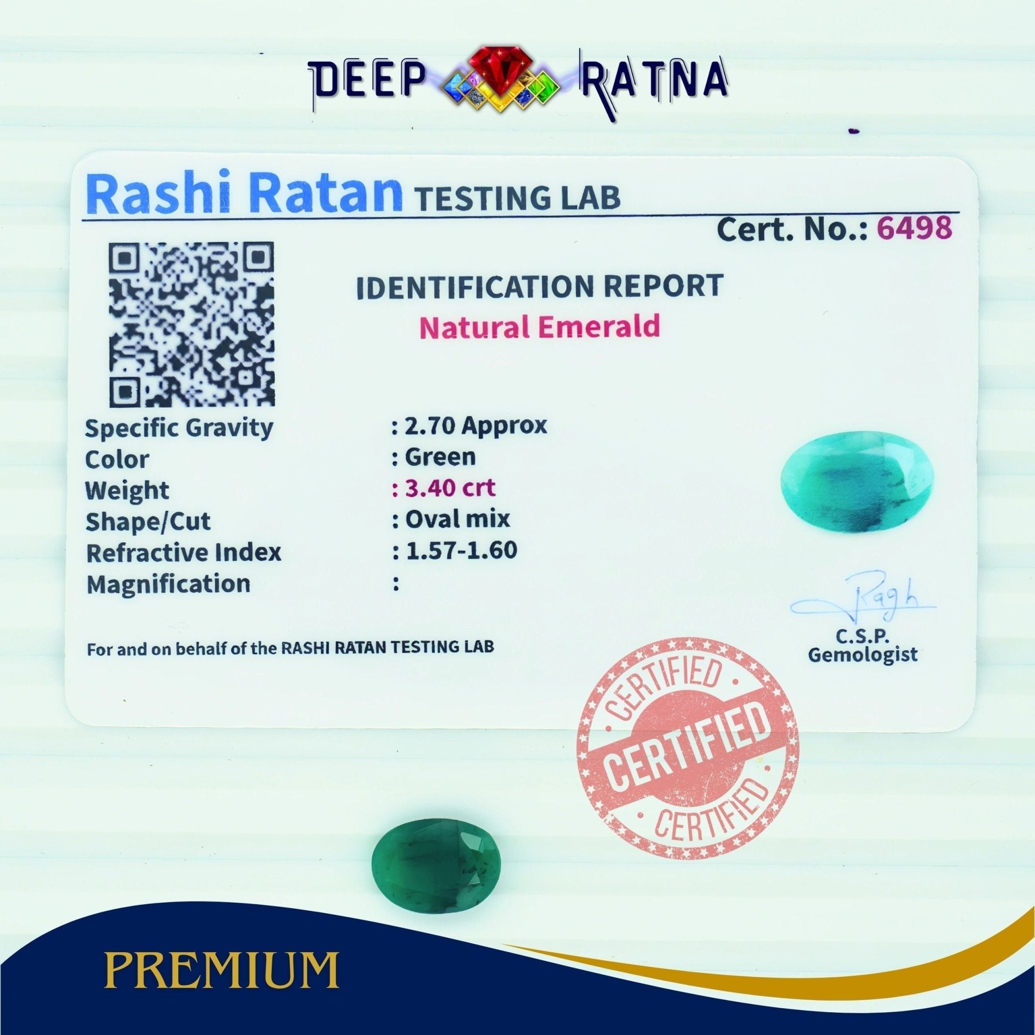 Emerald 3.40 Carat (Brazil) - Deep Ratna