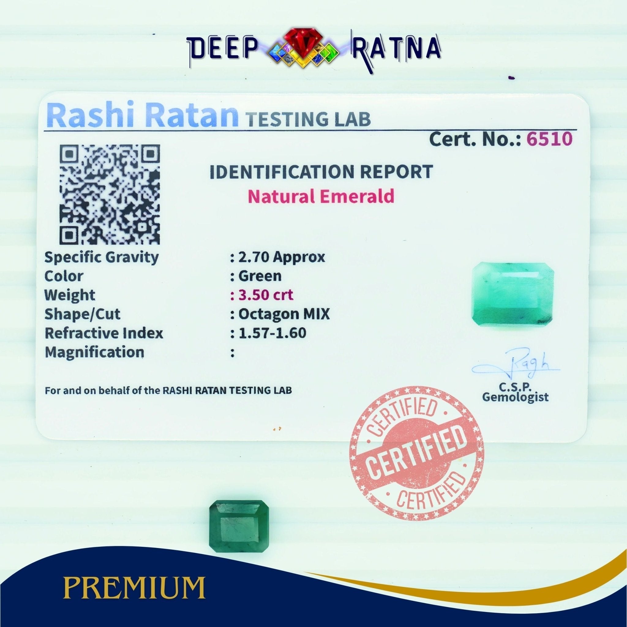 Emerald 3.50 Carat (Brazil) - Deep Ratna