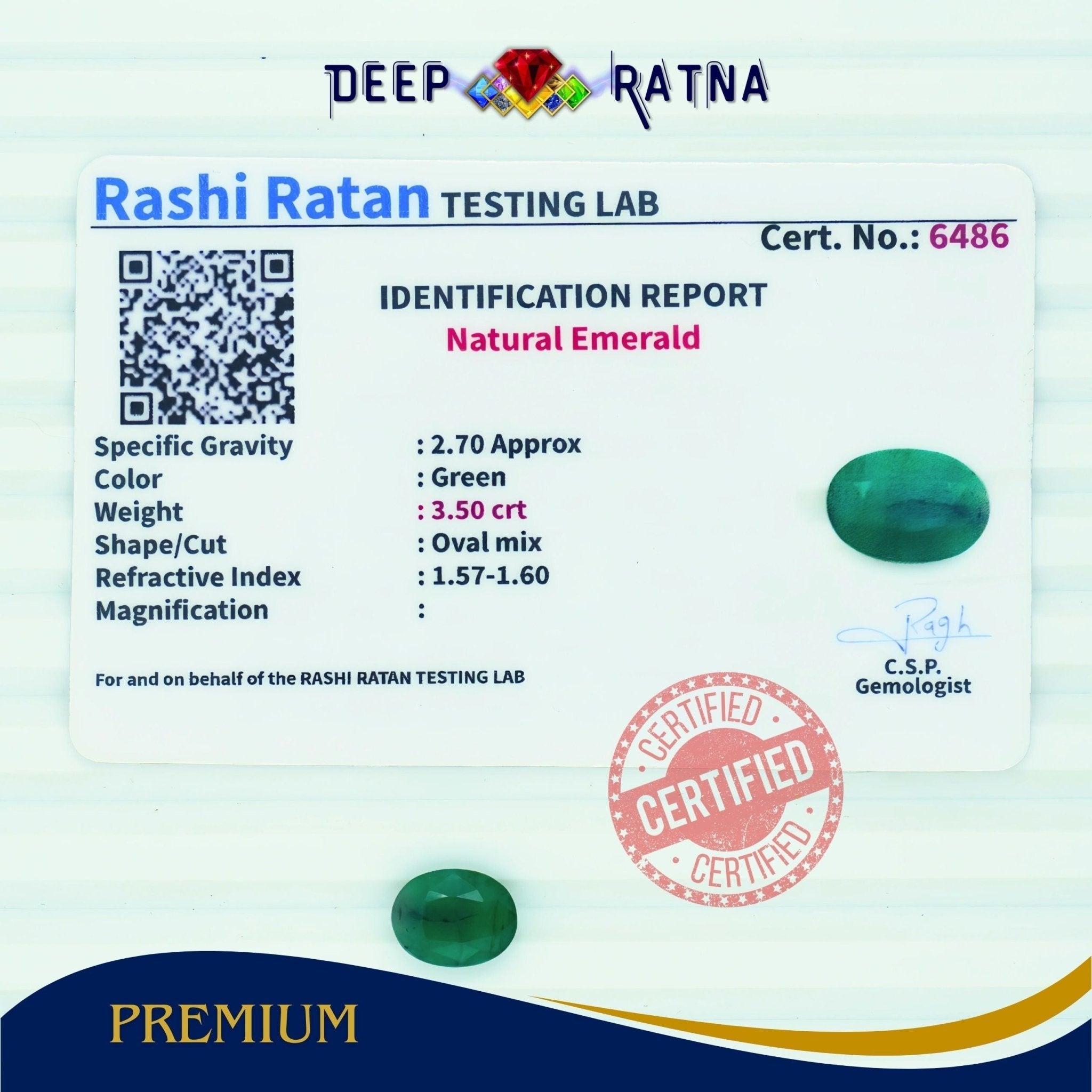 Emerald 3.50 Carat (Brazil) - Deep Ratna