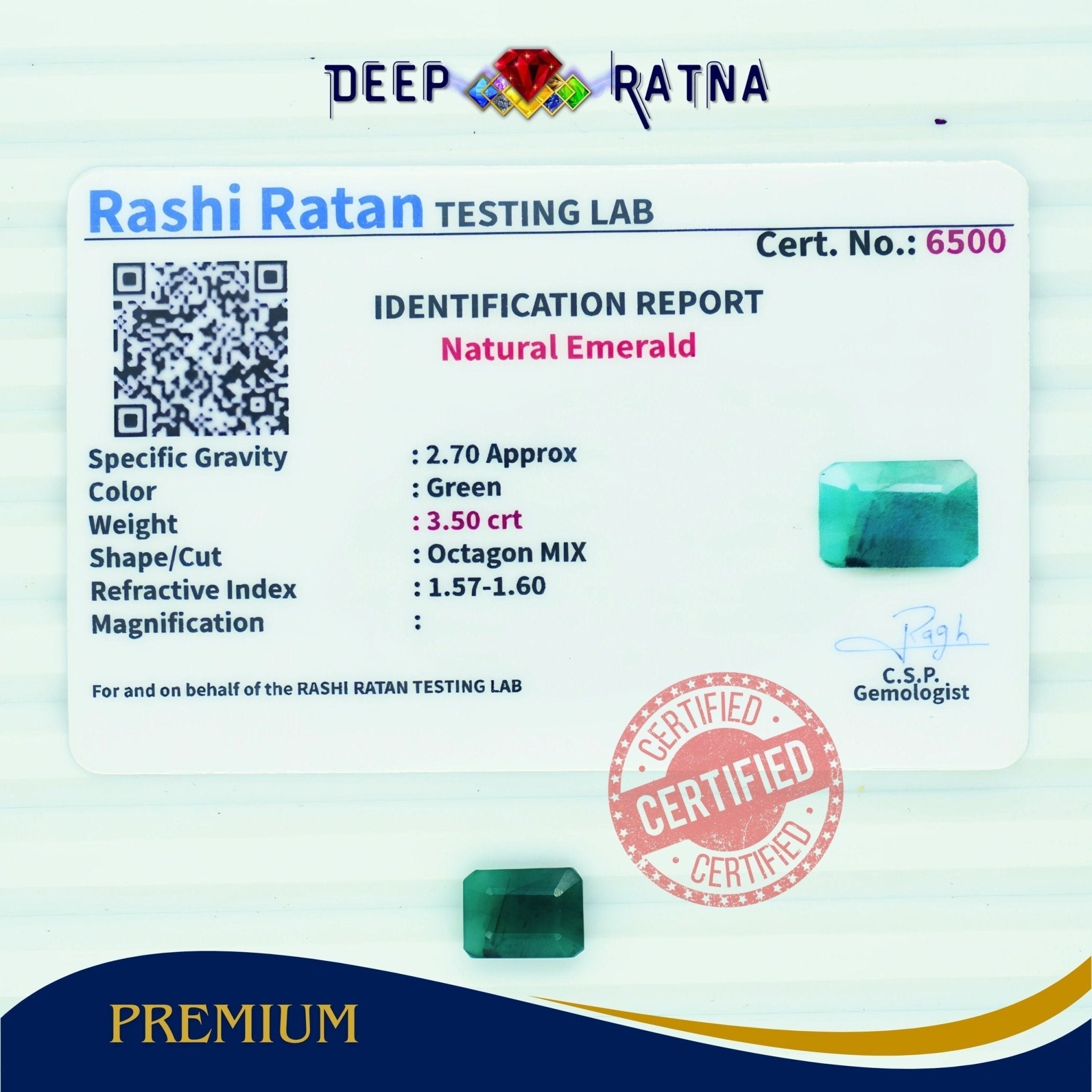 Emerald 3.50 Carat (Brazil) - Deep Ratna