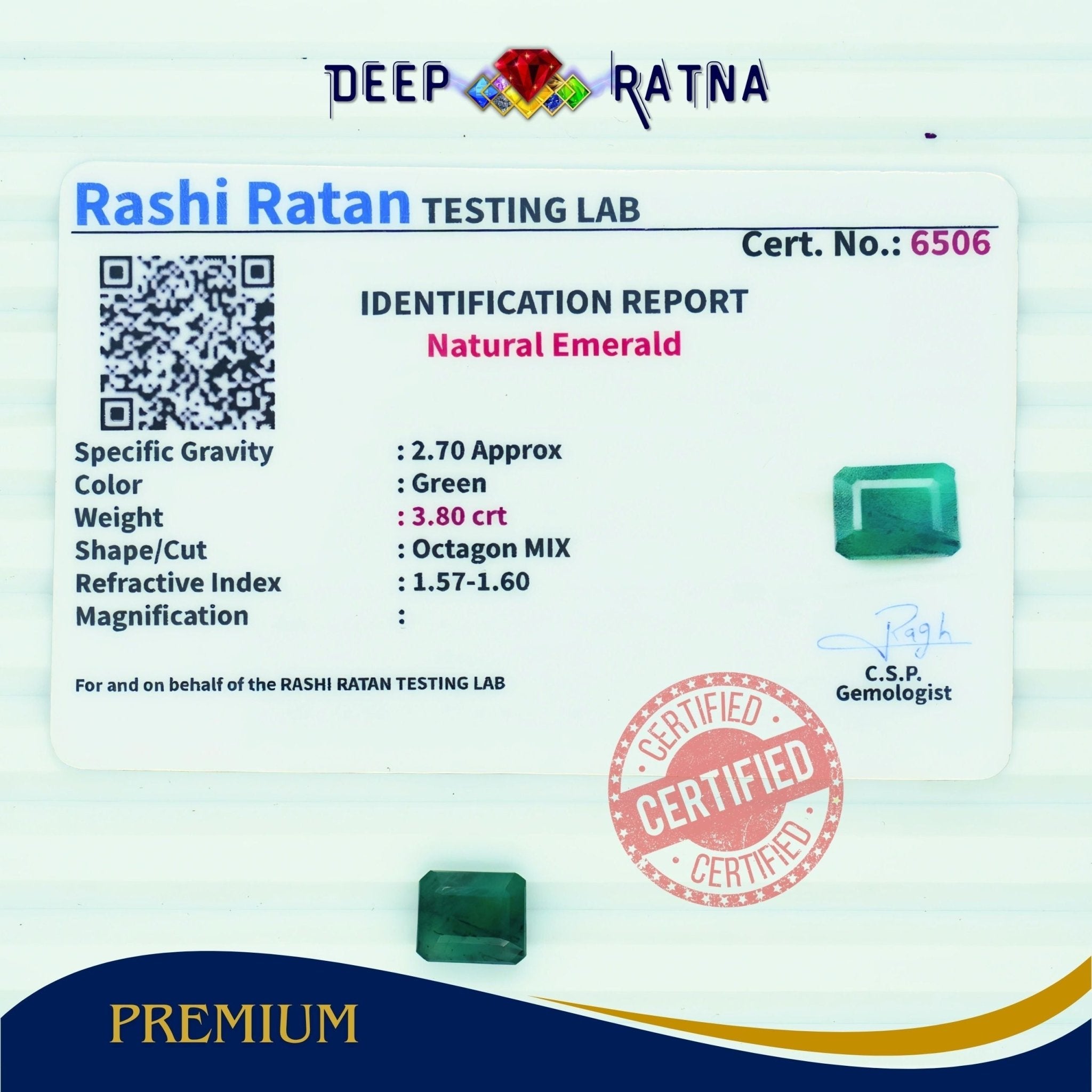 Emerald 3.80 Carat (Brazil) - Deep Ratna