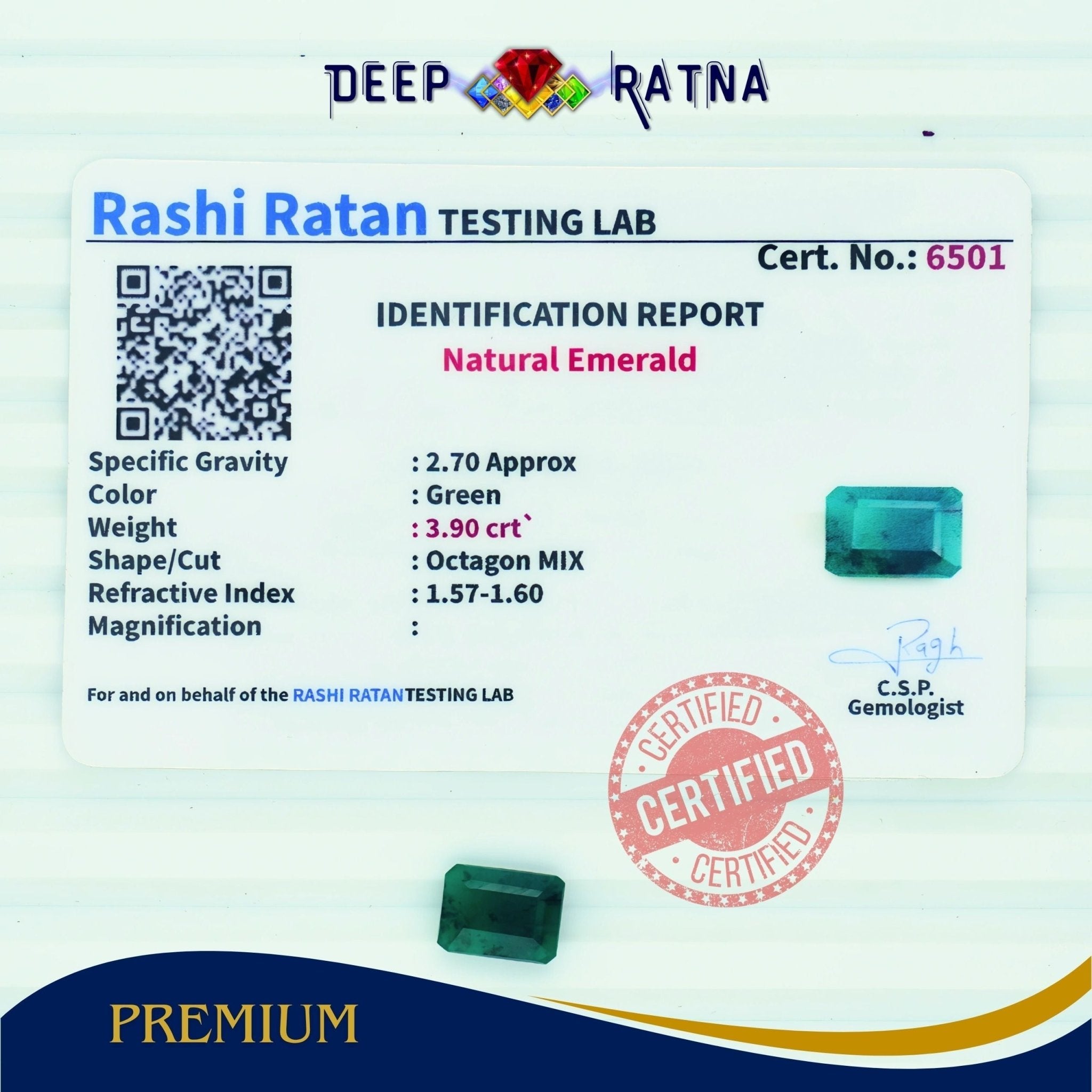 Emerald 3.90 Carat (Brazil) - Deep Ratna