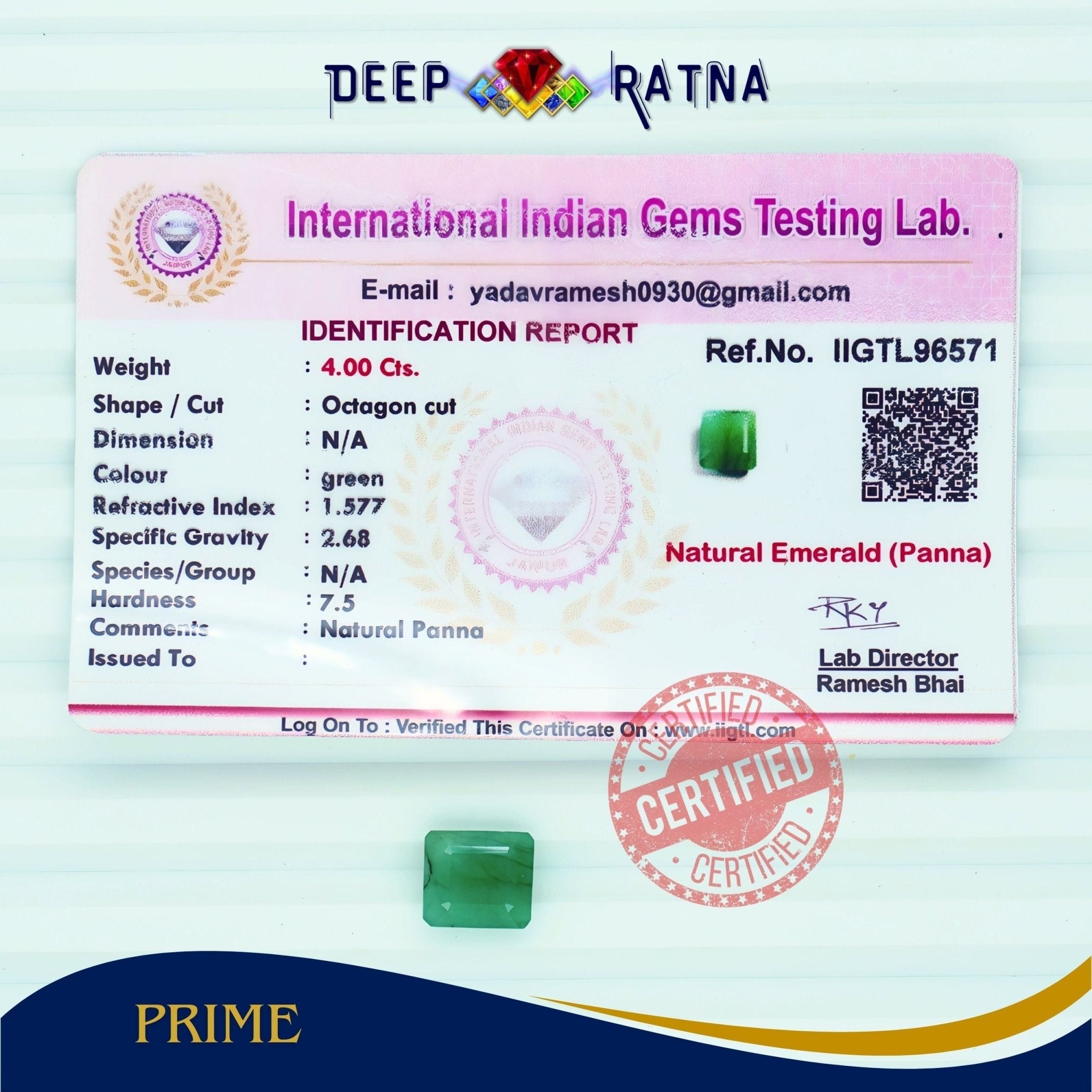 Emerald 4 Carat (Brazil) - Deep Ratna