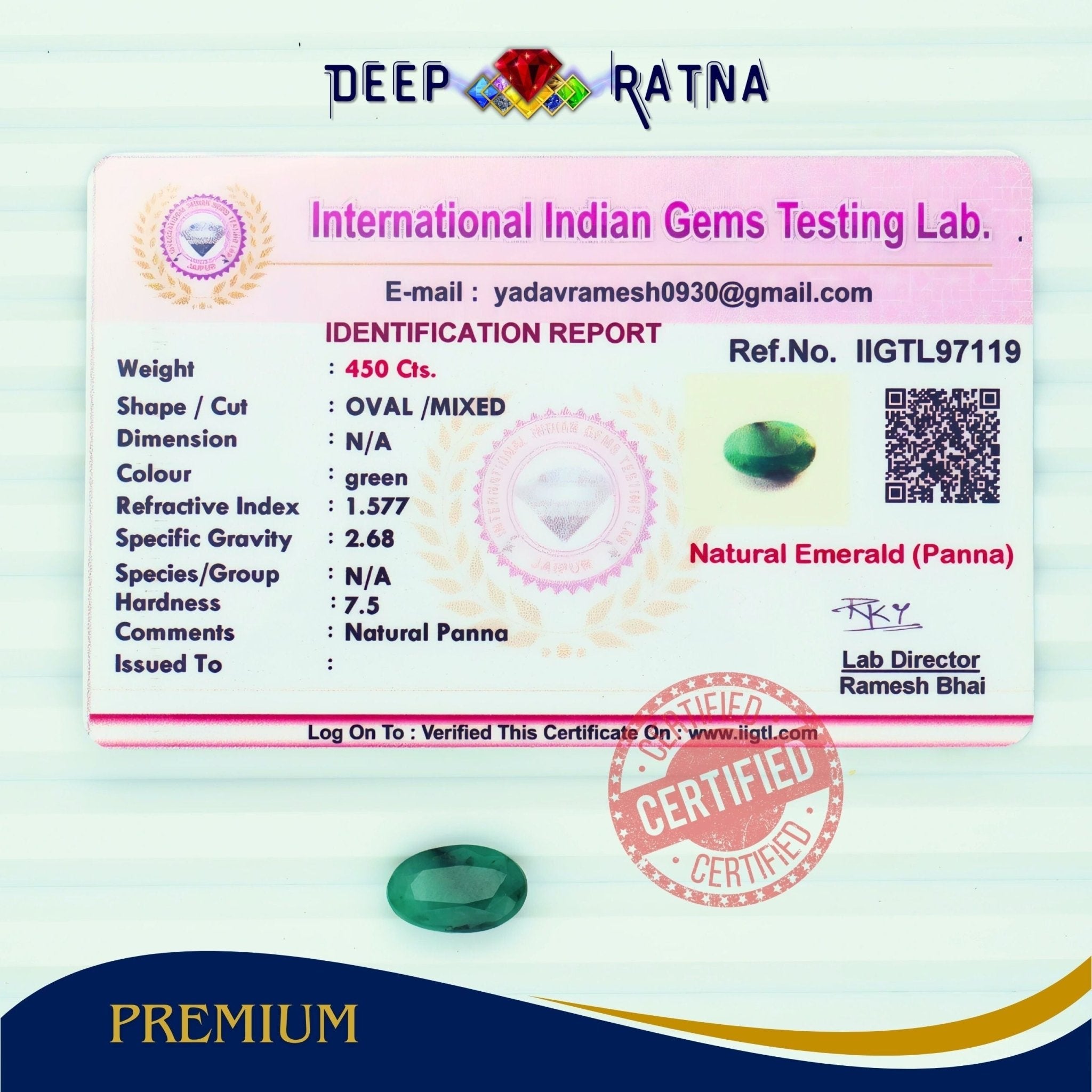 Emerald 4.50 Carat (Brazil) - Deep Ratna