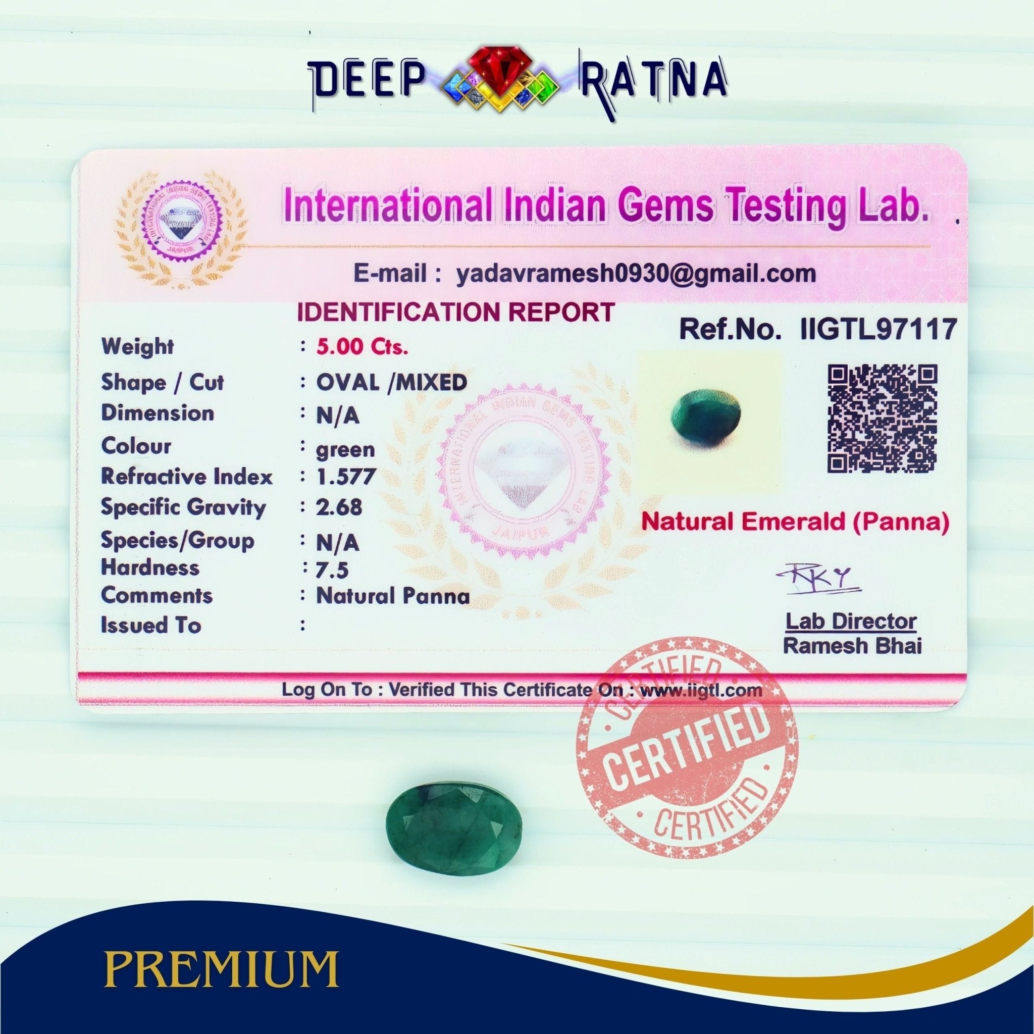 Emerald 5 Carat (Brazil) - Deep Ratna