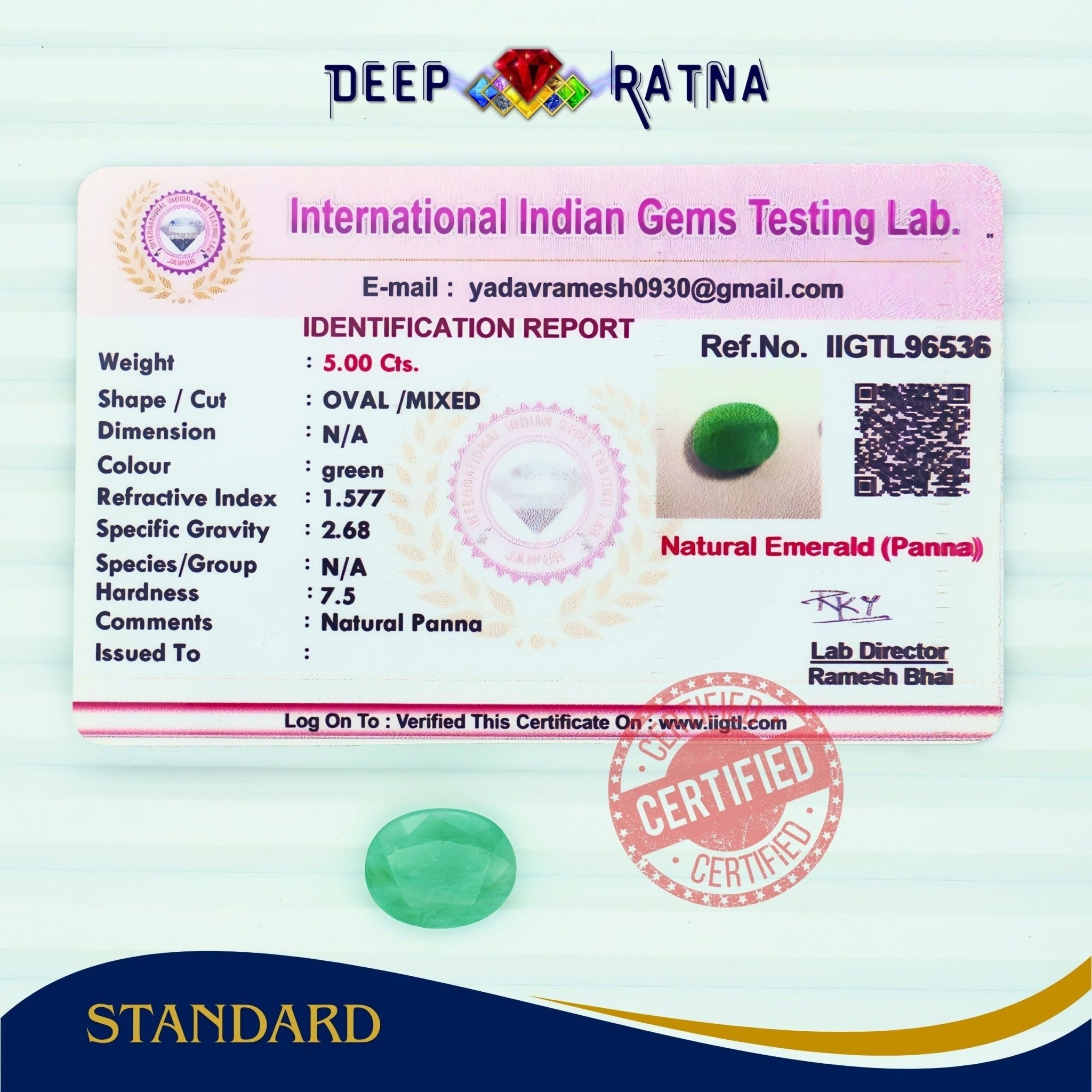 Emerald 5 Carat (Brazil) - Deep Ratna