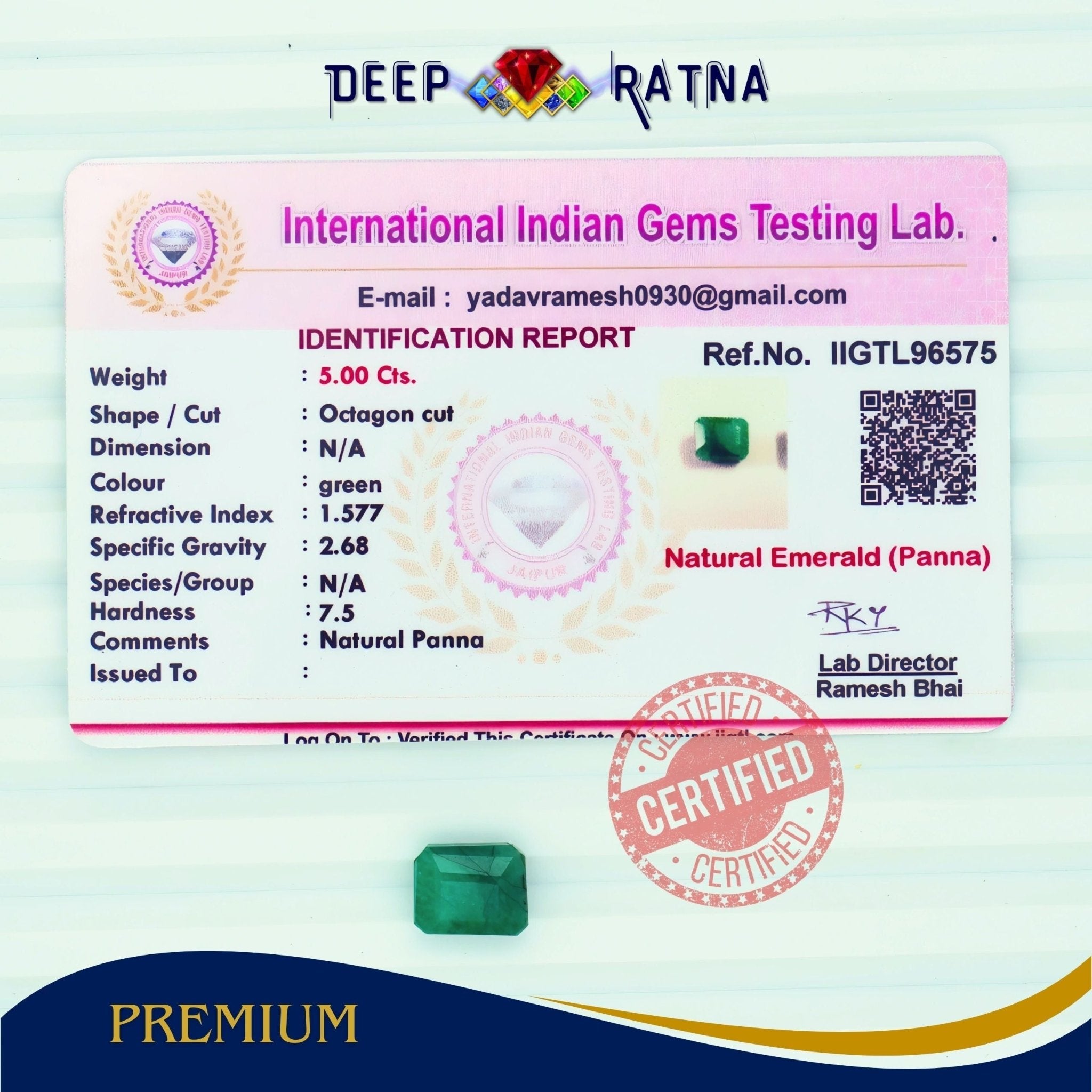 Emerald 5 Carat (Brazil) - Deep Ratna