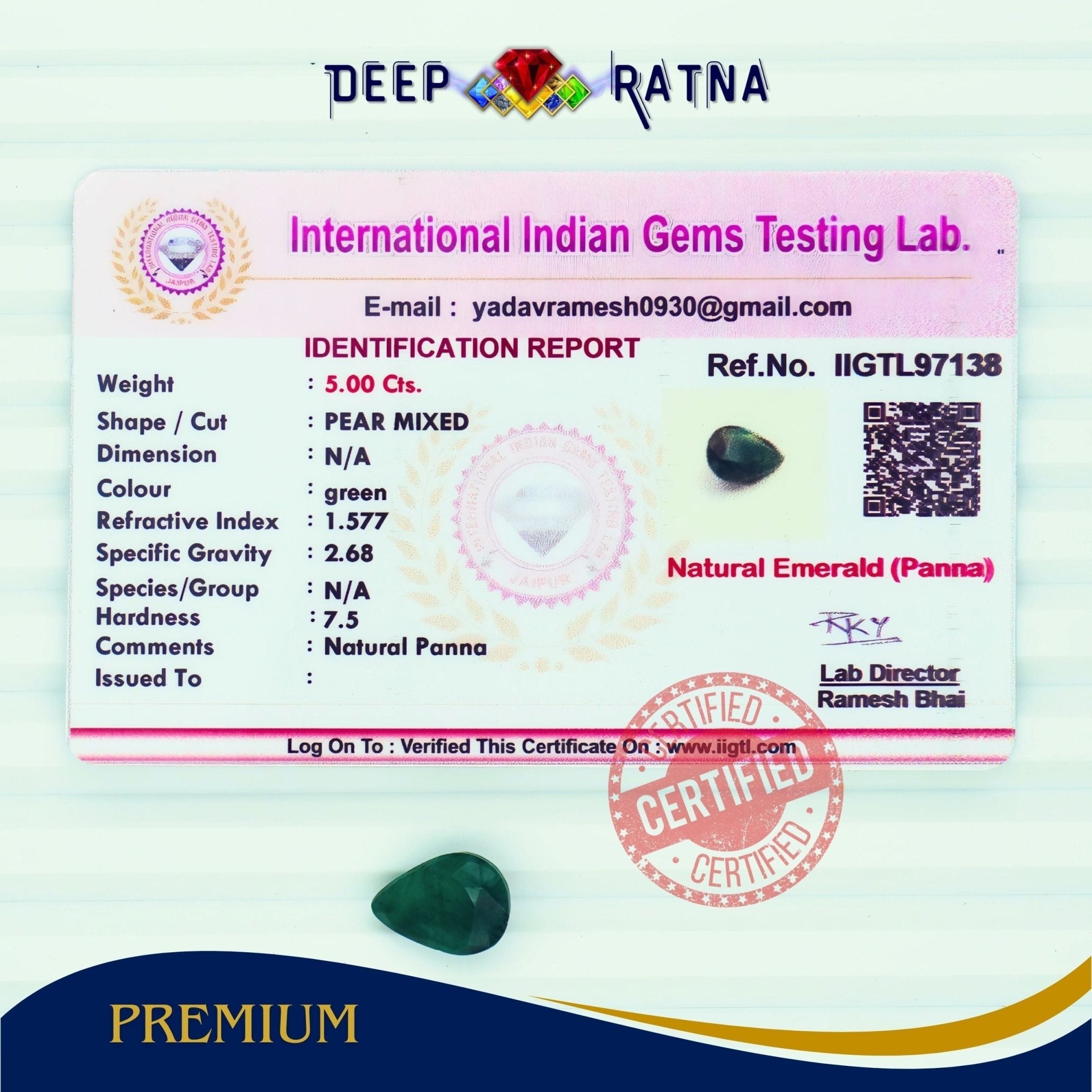 Emerald 5 Carat (Brazil) - Deep Ratna