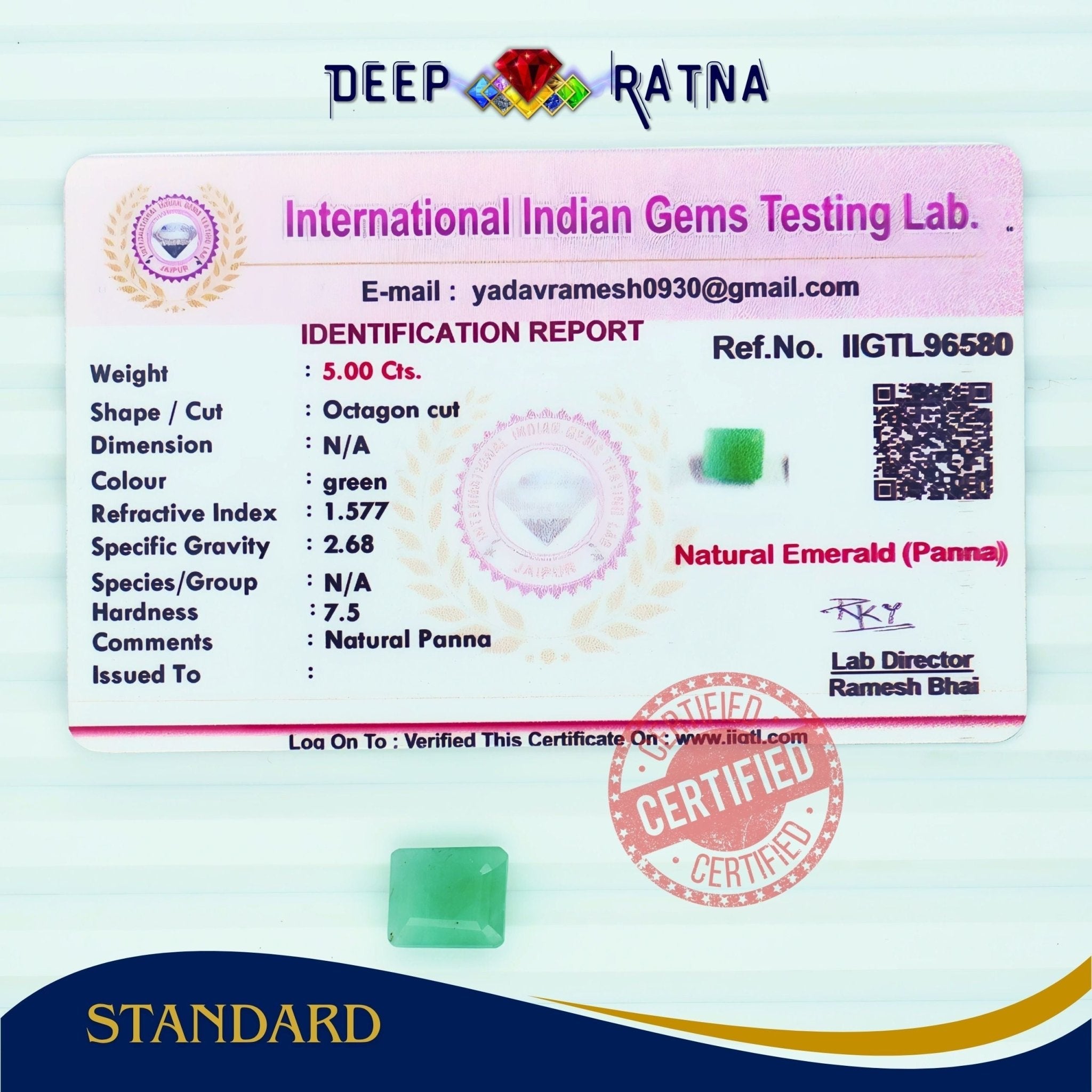 Emerald 5 Carat (Brazil) - Deep Ratna