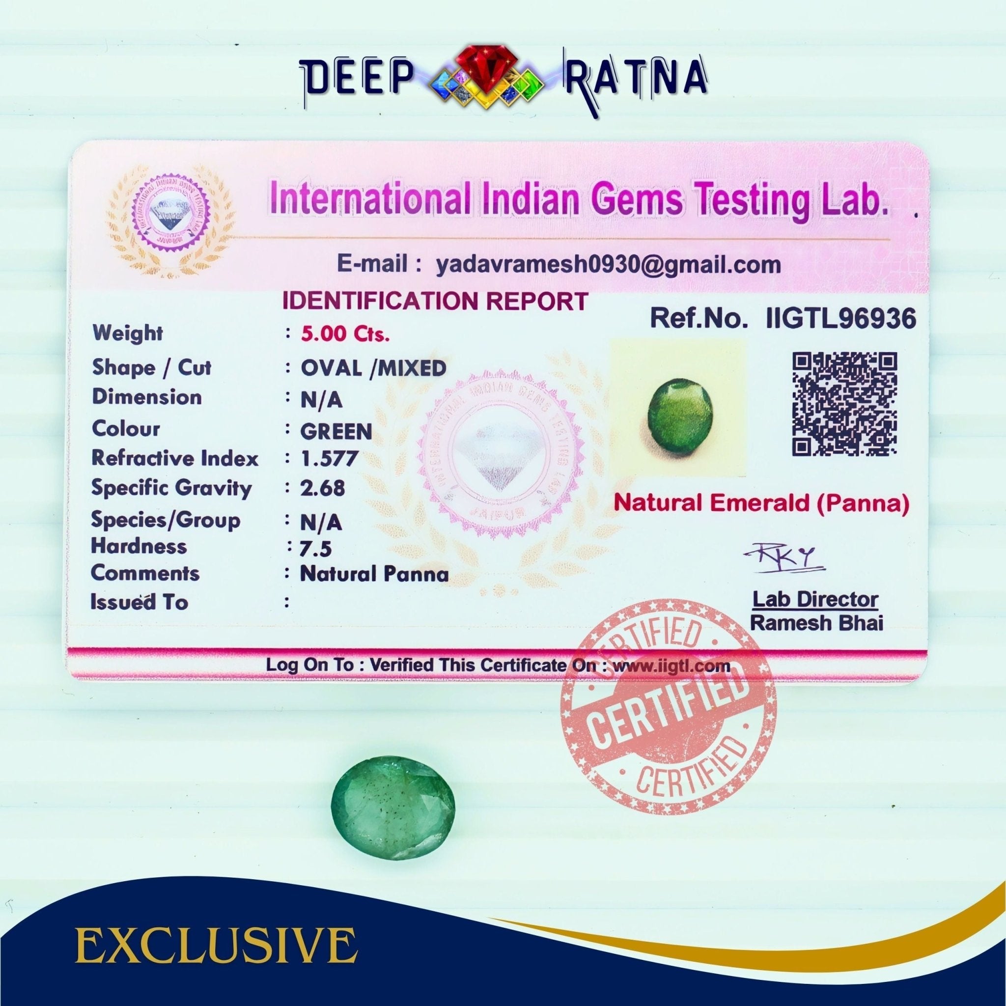 Emerald 5 Carat (Zambia) - Deep Ratna
