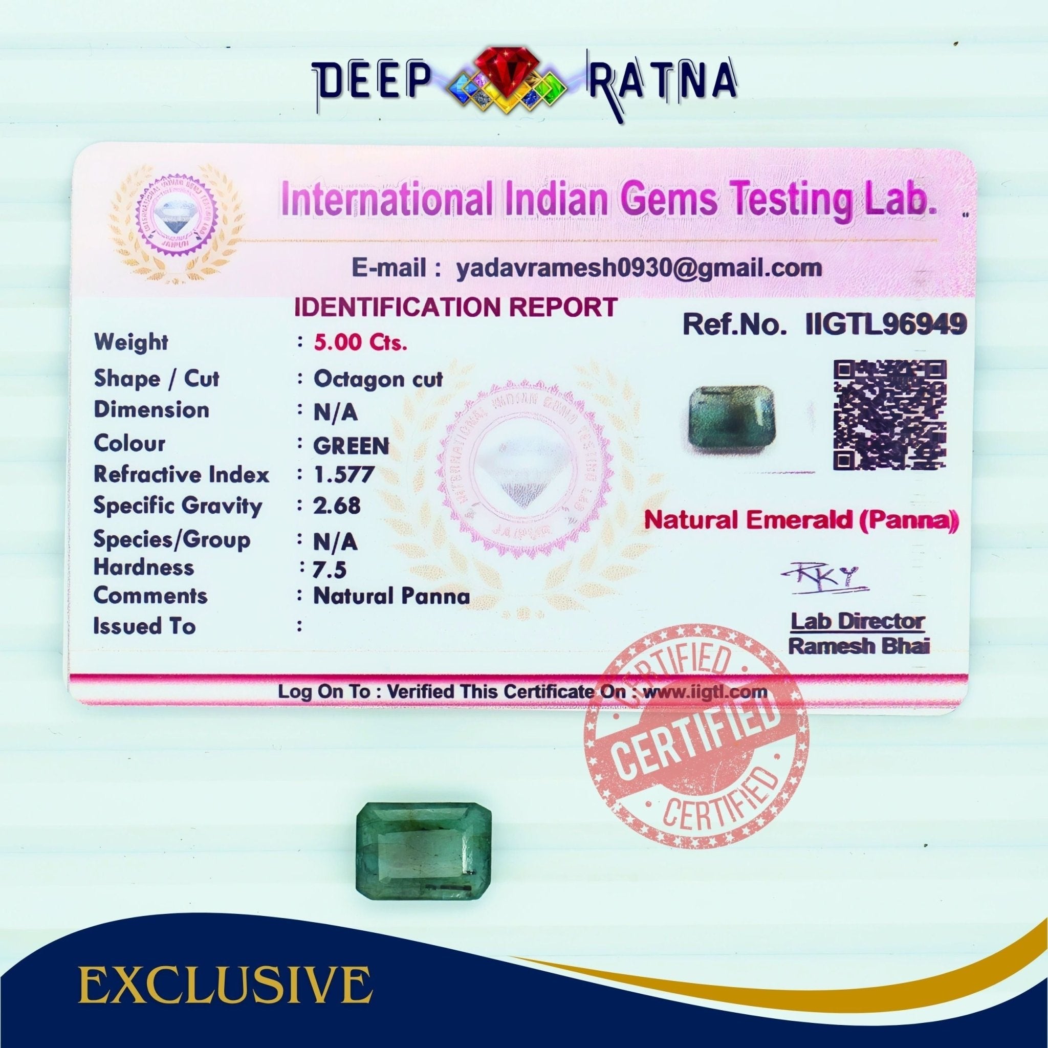 Emerald 5 Carat (Zambia) - Deep Ratna