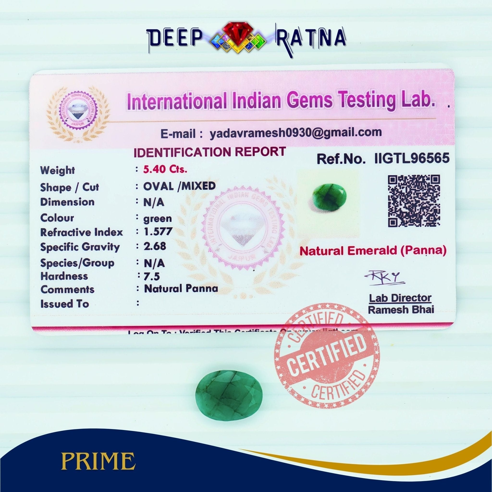 Emerald 5.40 Carat (Brazil) - Deep Ratna