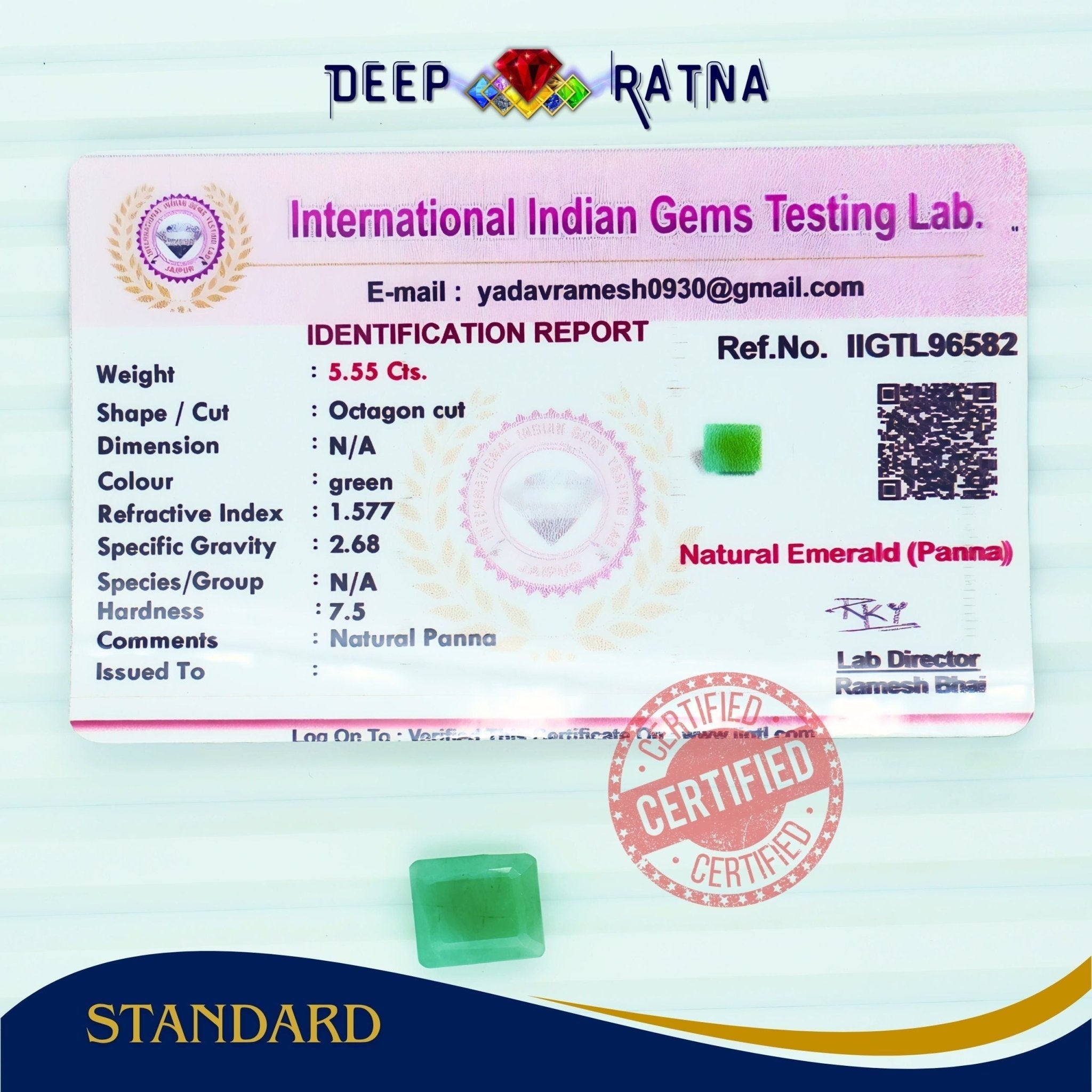 Emerald 5.55 Carat (Brazil) - Deep Ratna
