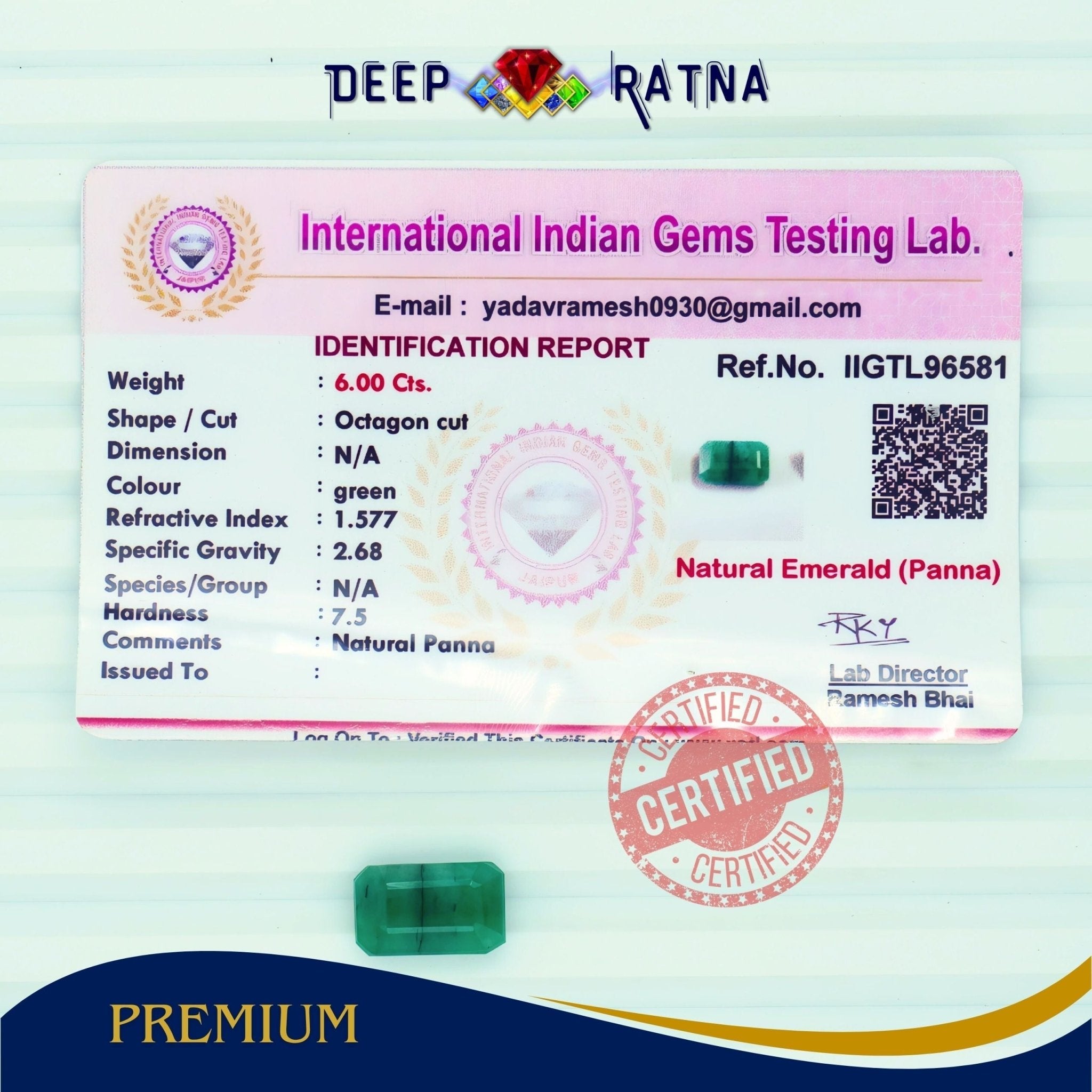 Emerald 6 Carat (Brazil) - Deep Ratna
