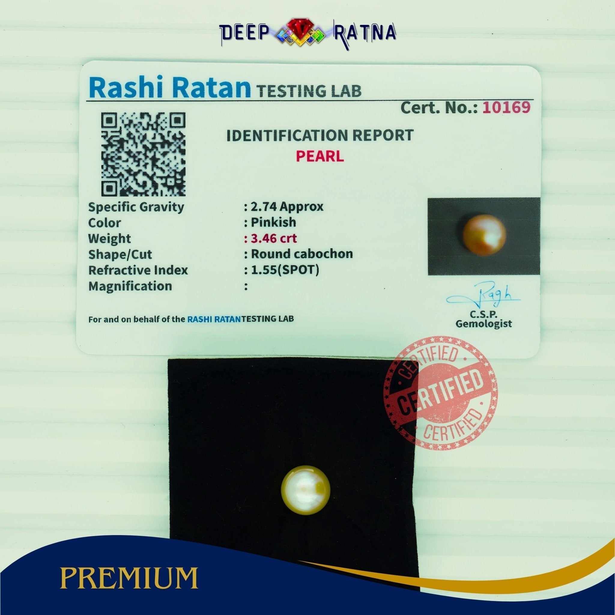 Golden Pearl 3.46 carat (Fresh Water) - Deep Ratna