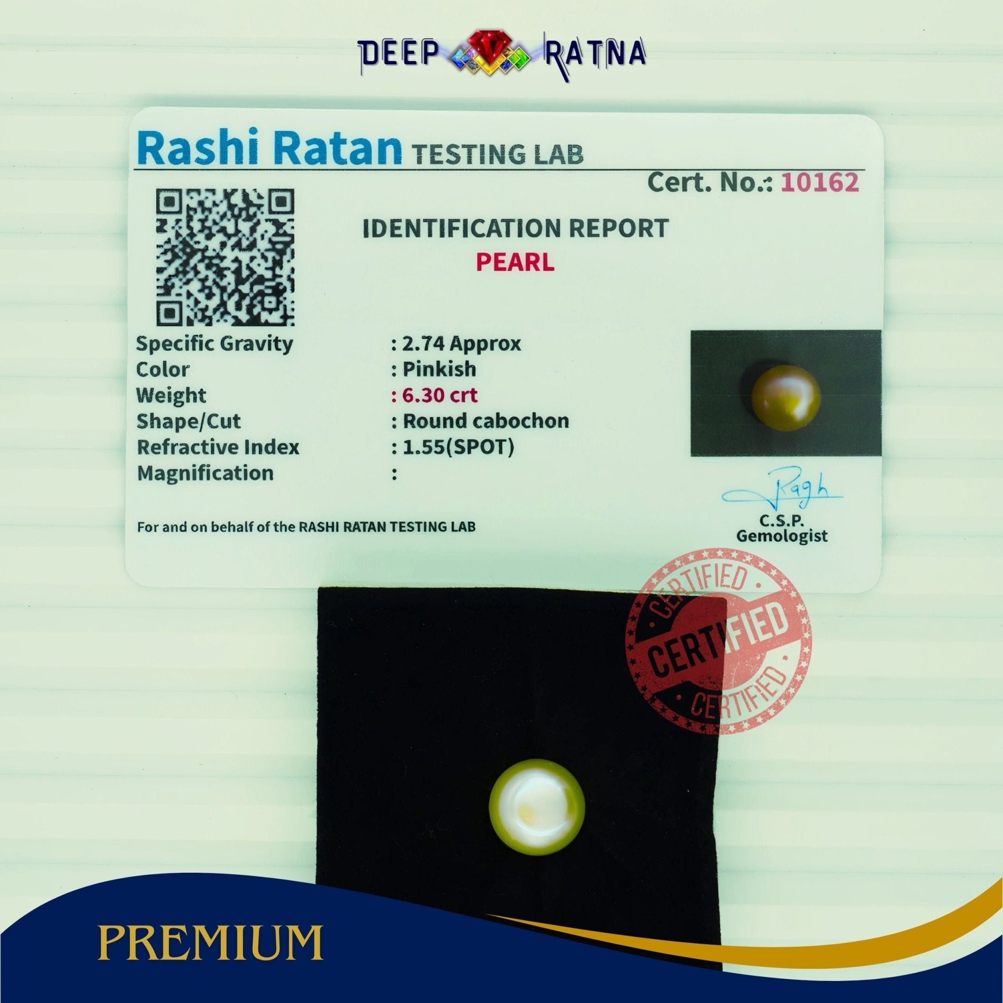 Golden Pearl 6.30 carat (Fresh Water) - Deep Ratna