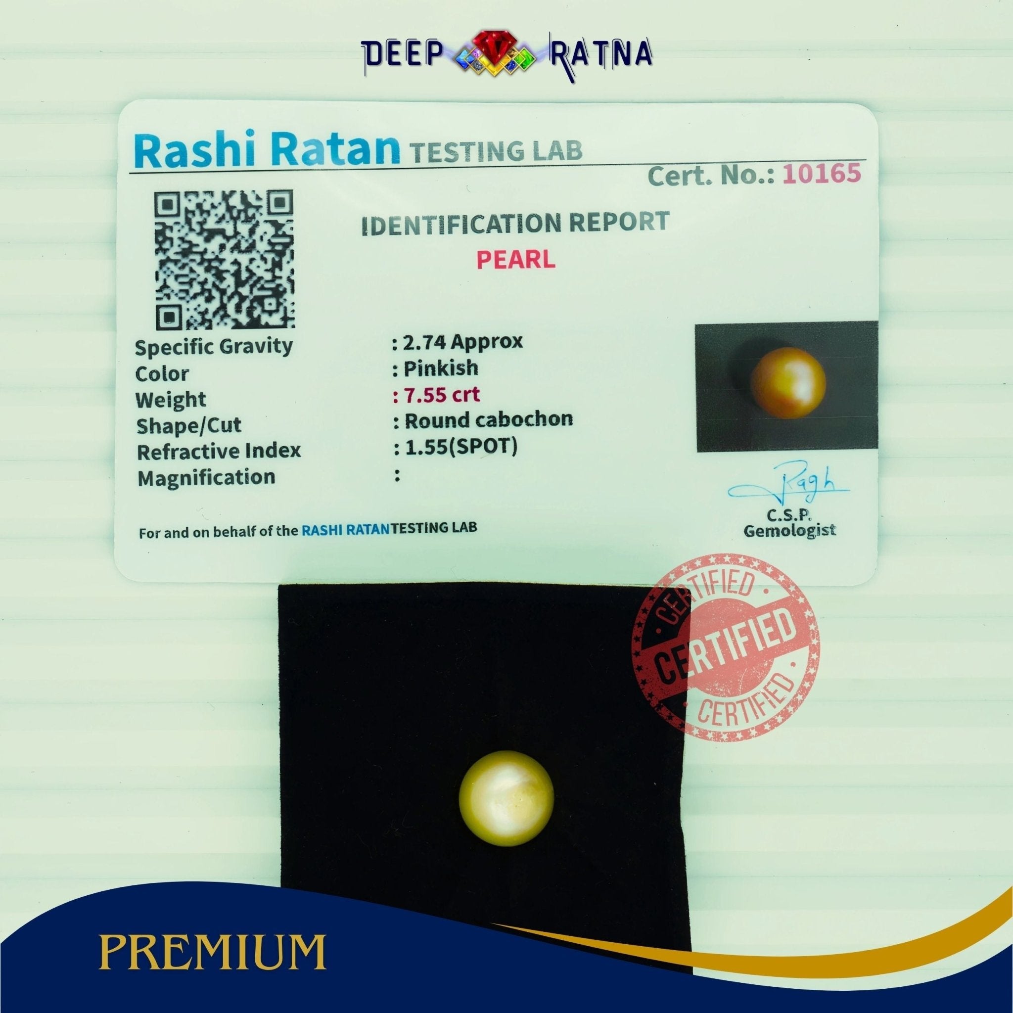Golden Pearl 7.55 carat (Fresh Water) - Deep Ratna
