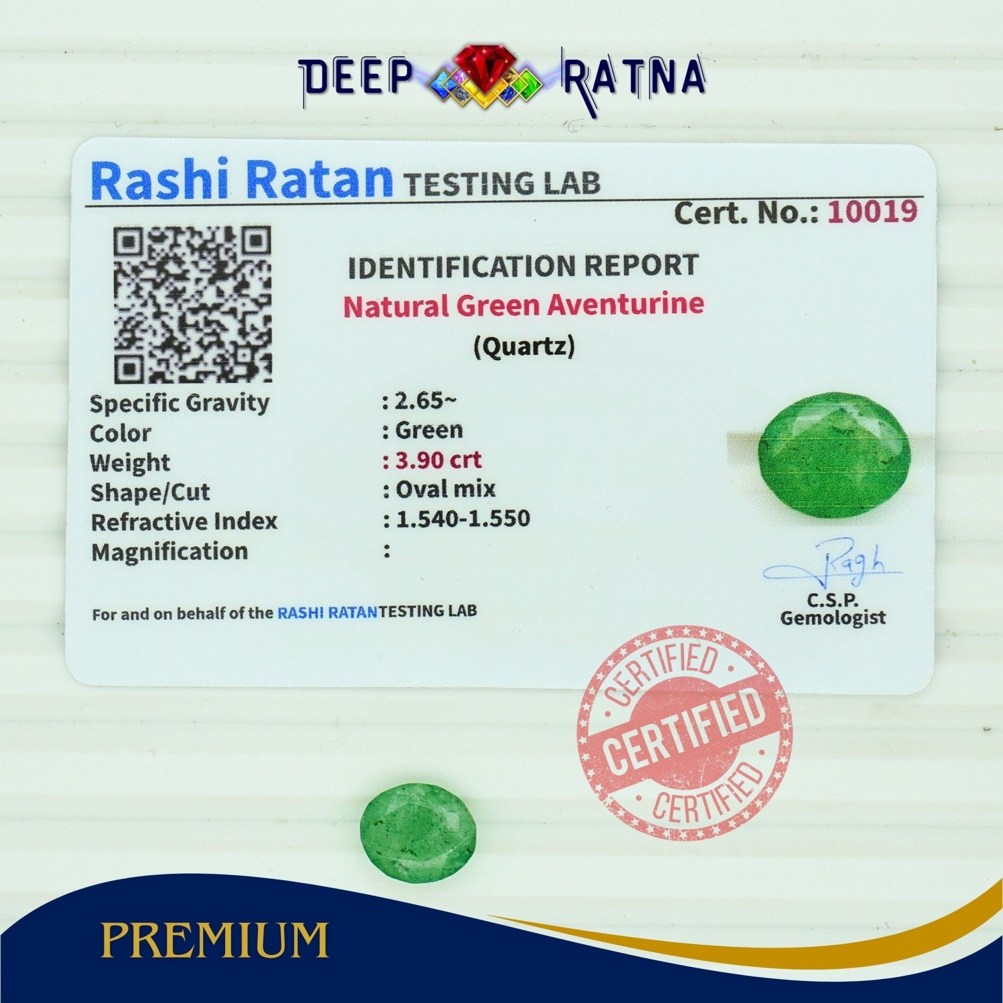 Green Aventurine 3.90 carat - Deep Ratna