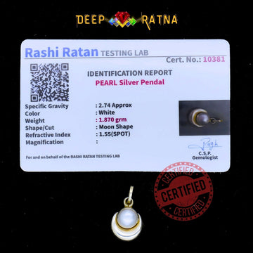 Half Moon Pearl Silver Pendent (1.05 Gram) - Deep Ratna