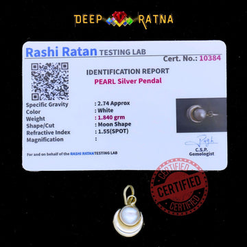 Half Moon Pearl Silver Pendent (1.08 Gram) - Deep Ratna
