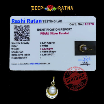 Half Moon Pearl Silver Pendent (1.080 Gram) - Deep Ratna