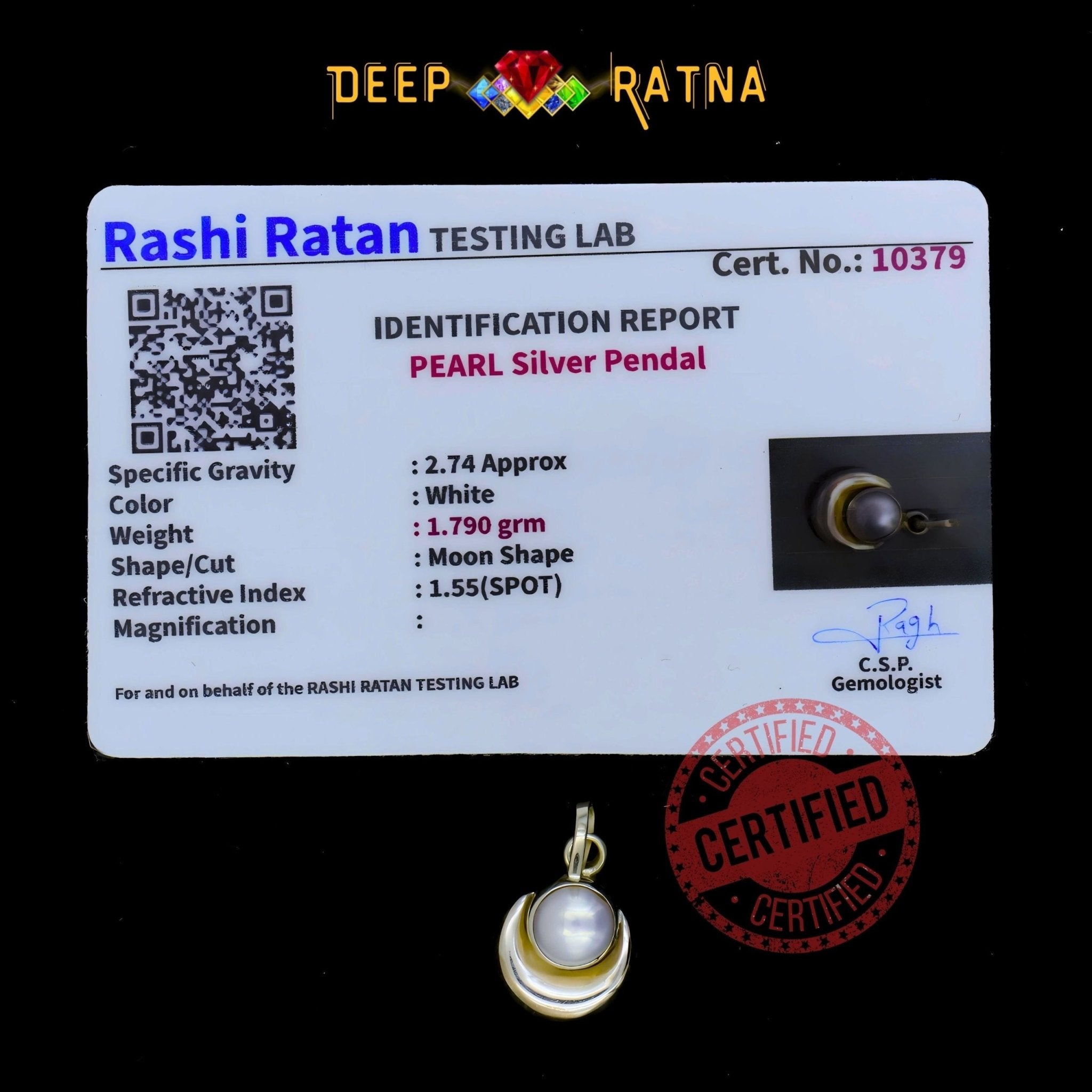 Half Moon Pearl Silver Pendent (1.30 Gram) - Deep Ratna