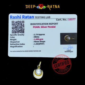 Half Moon Pearl Silver Pendent (1.43 Gram) - Deep Ratna