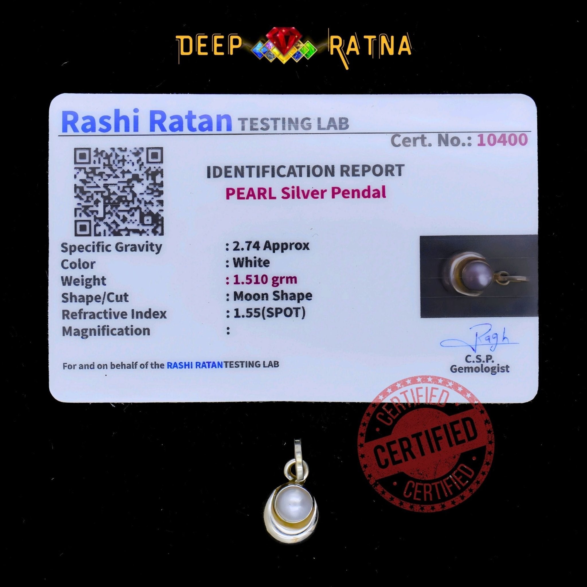 Half Moon Pearl Silver Pendent (1.50 Gram) - Deep Ratna