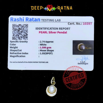 Half Moon Pearl Silver Pendent (1.51 Gram) - Deep Ratna