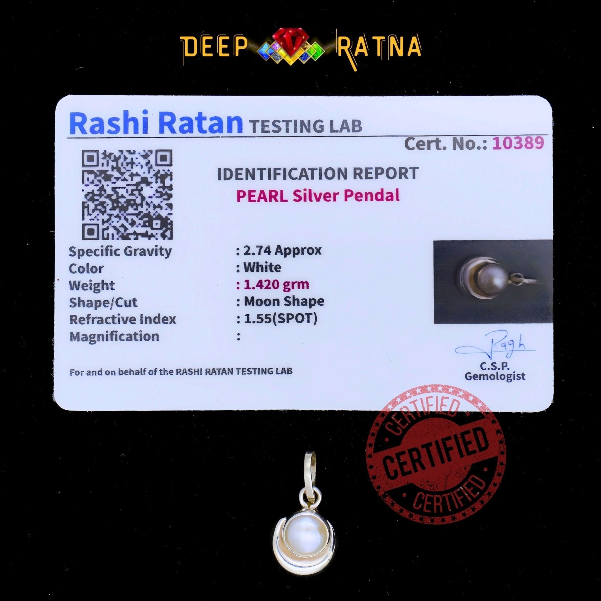 Half Moon Pearl Silver Pendent (1.690 Gram) - Deep Ratna