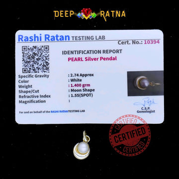 Half Moon Pearl Silver Pendent (1.76 Gram) - Deep Ratna