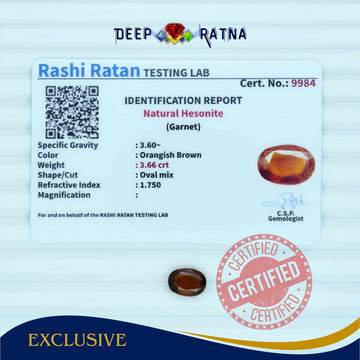 Hessonite 3.66 Carat (Ceylon) - Deep Ratna