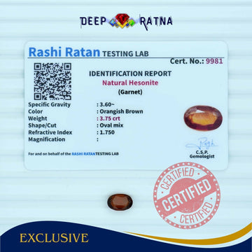 Hessonite 3.75 Carat (Ceylon) - Deep Ratna