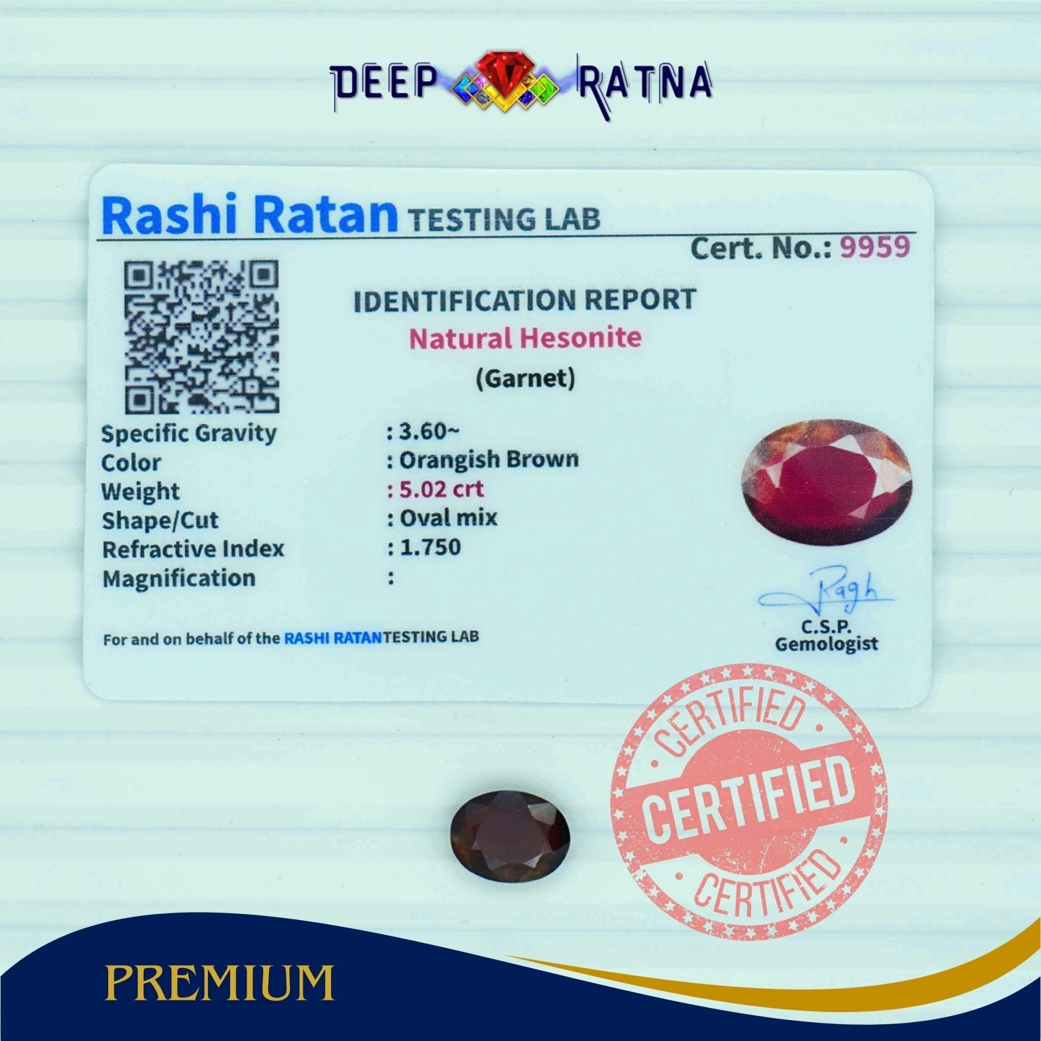 Hessonite 5.02 Carat (Africa) - Deep Ratna