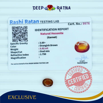 Hessonite 5.02 Carat (Ceylon) - Deep Ratna