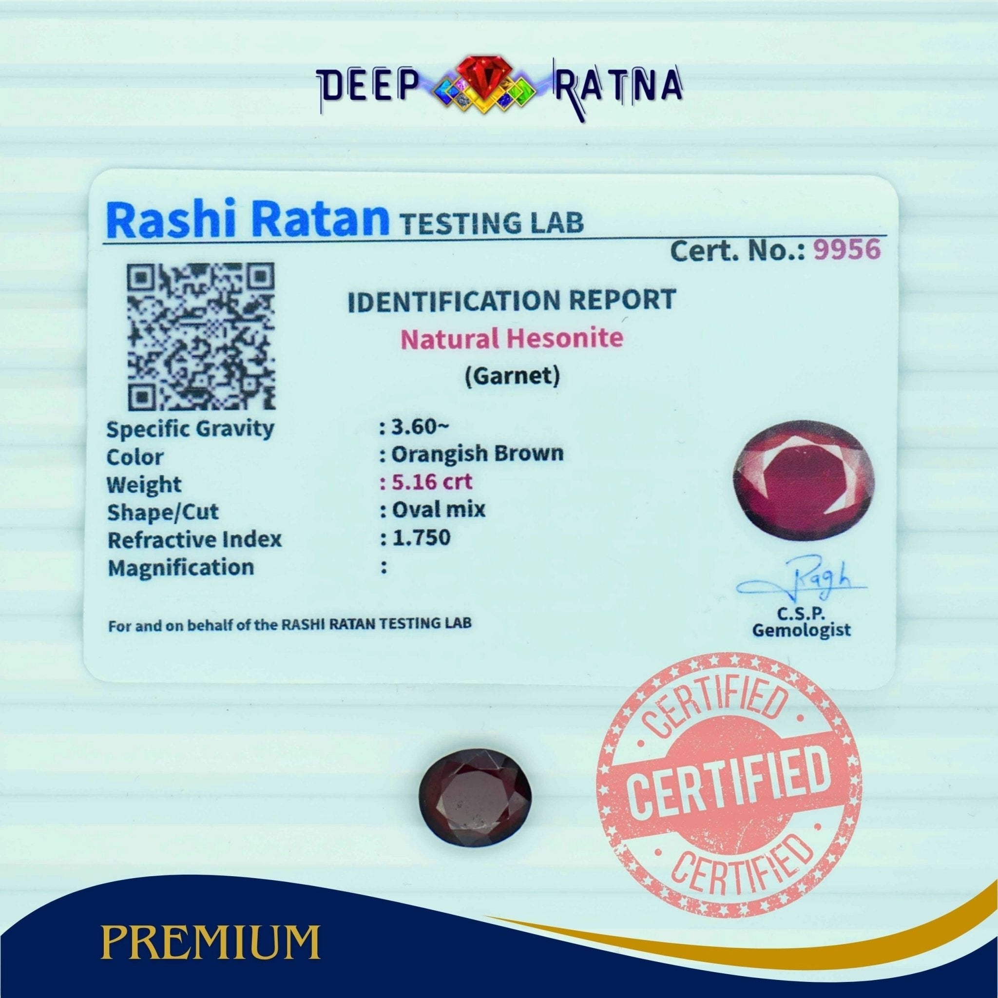 Hessonite 5.16 Carat (Africa) - Deep Ratna