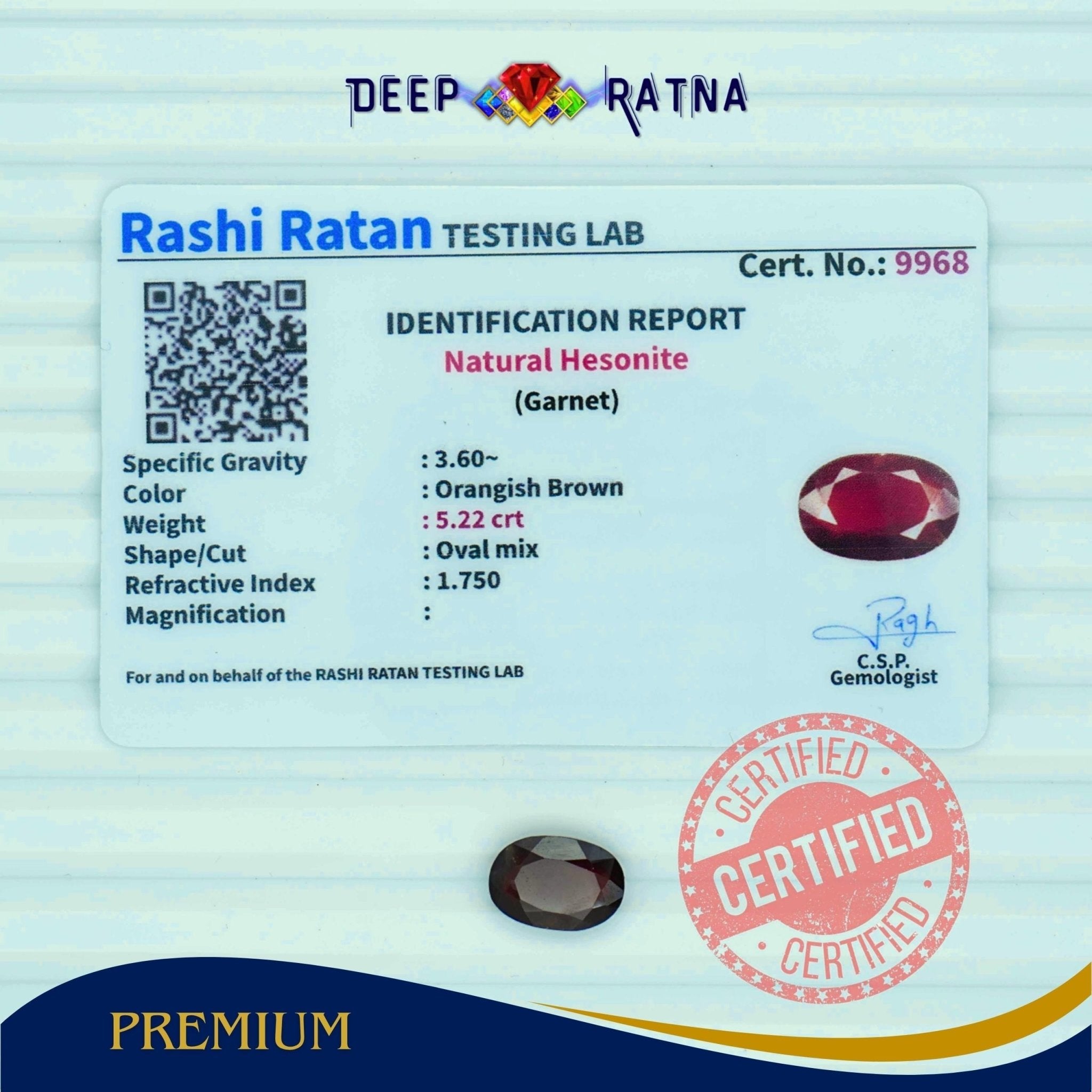 Hessonite 5.22 Carat (Africa) - Deep Ratna