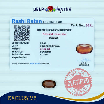 Hessonite 5.62 Carat (Ceylon) - Deep Ratna