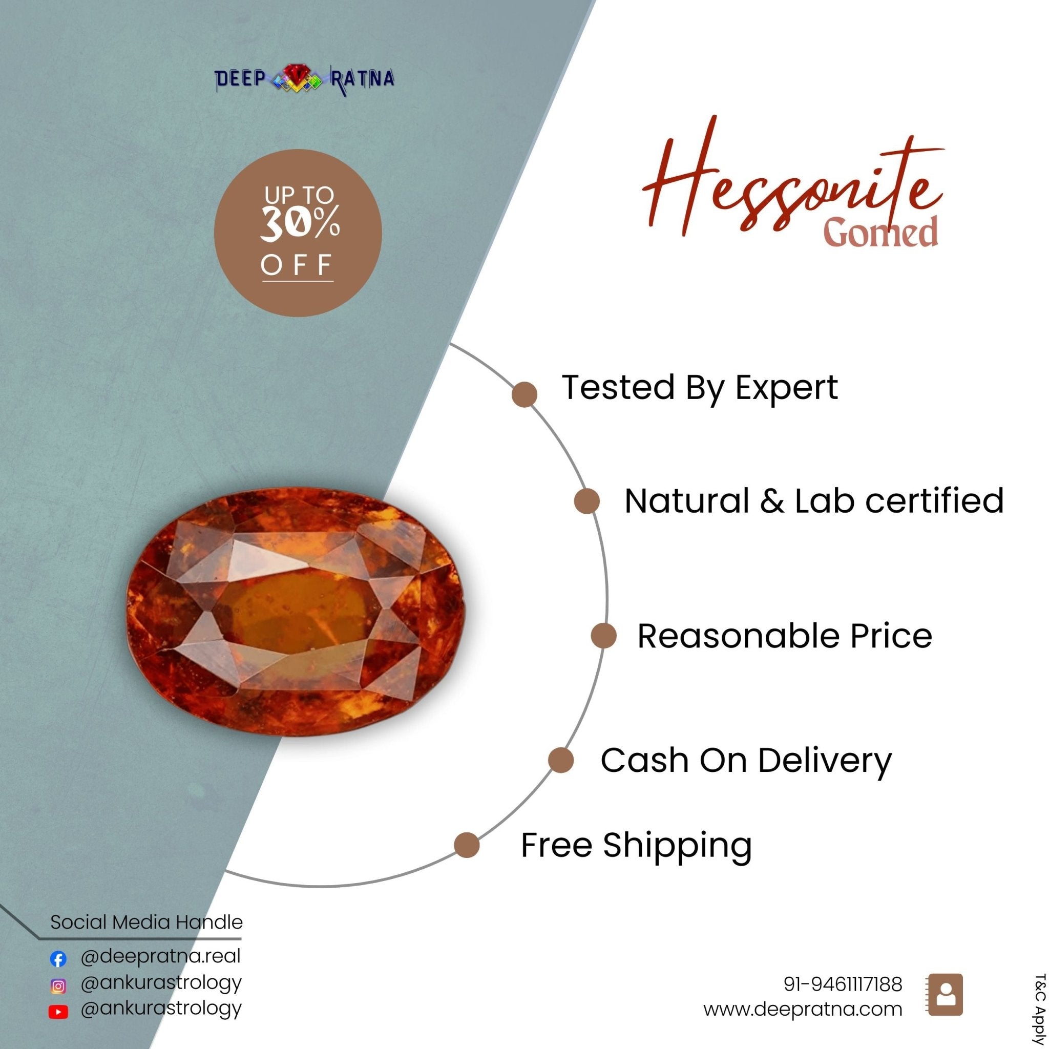 Hessonite 7.91 Carat (Africa) - Deep Ratna