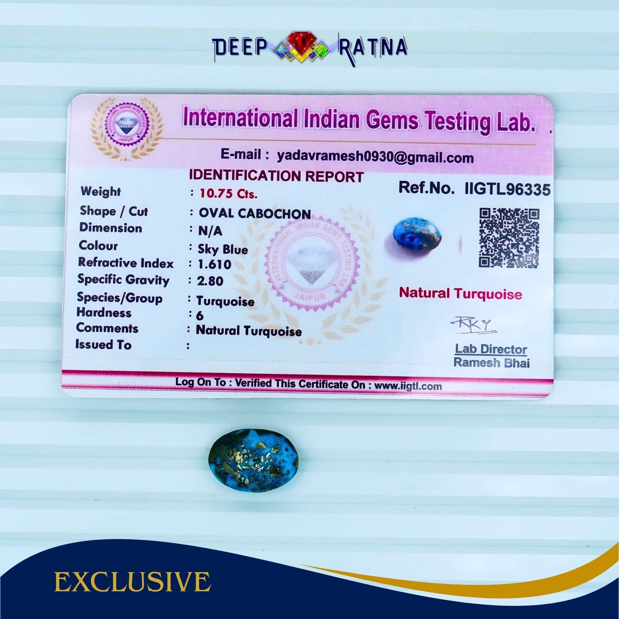 Irani Firoza (Turquoise) 10.75 Carat - Deep Ratna