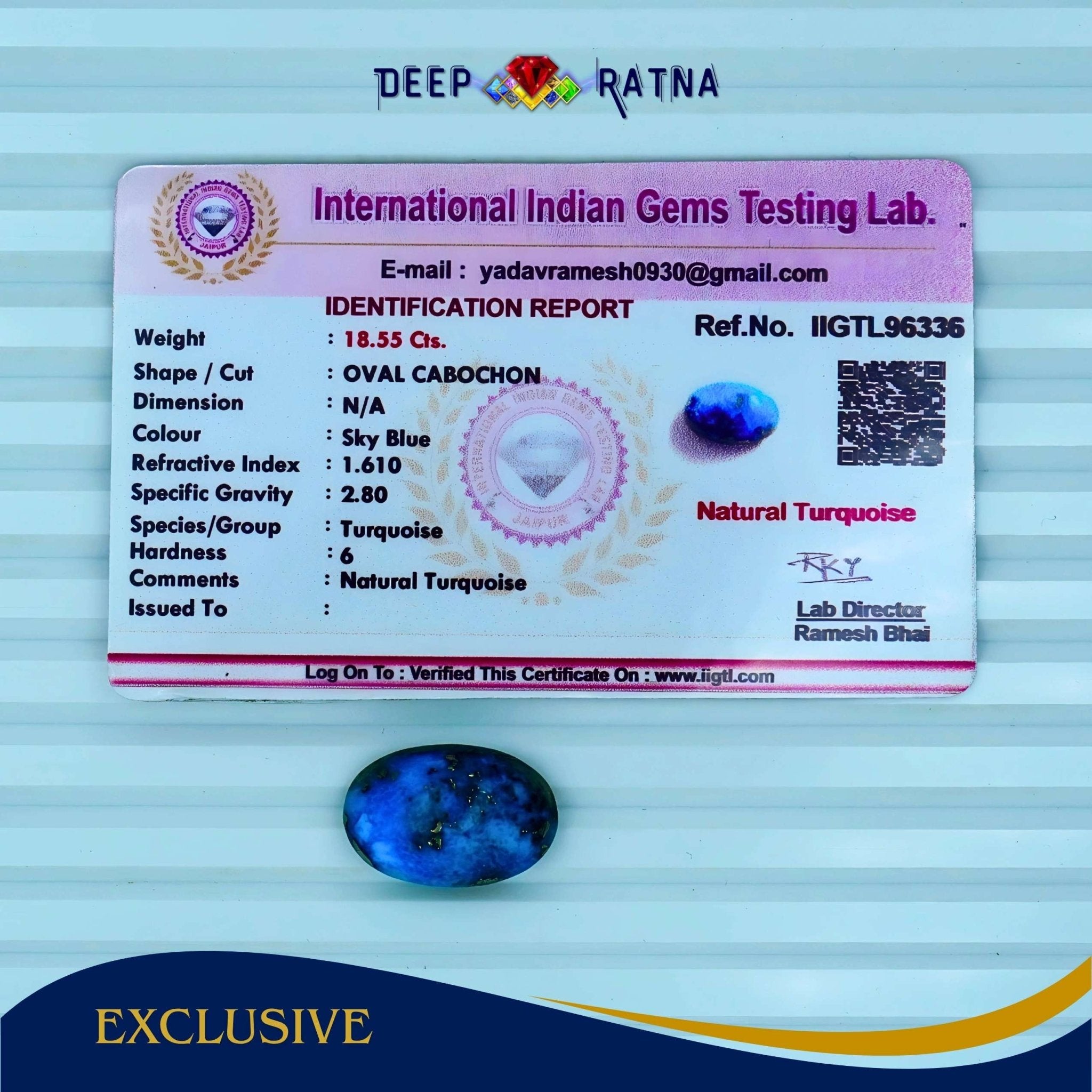 Irani Firoza (Turquoise) 18.55 Carat - Deep Ratna